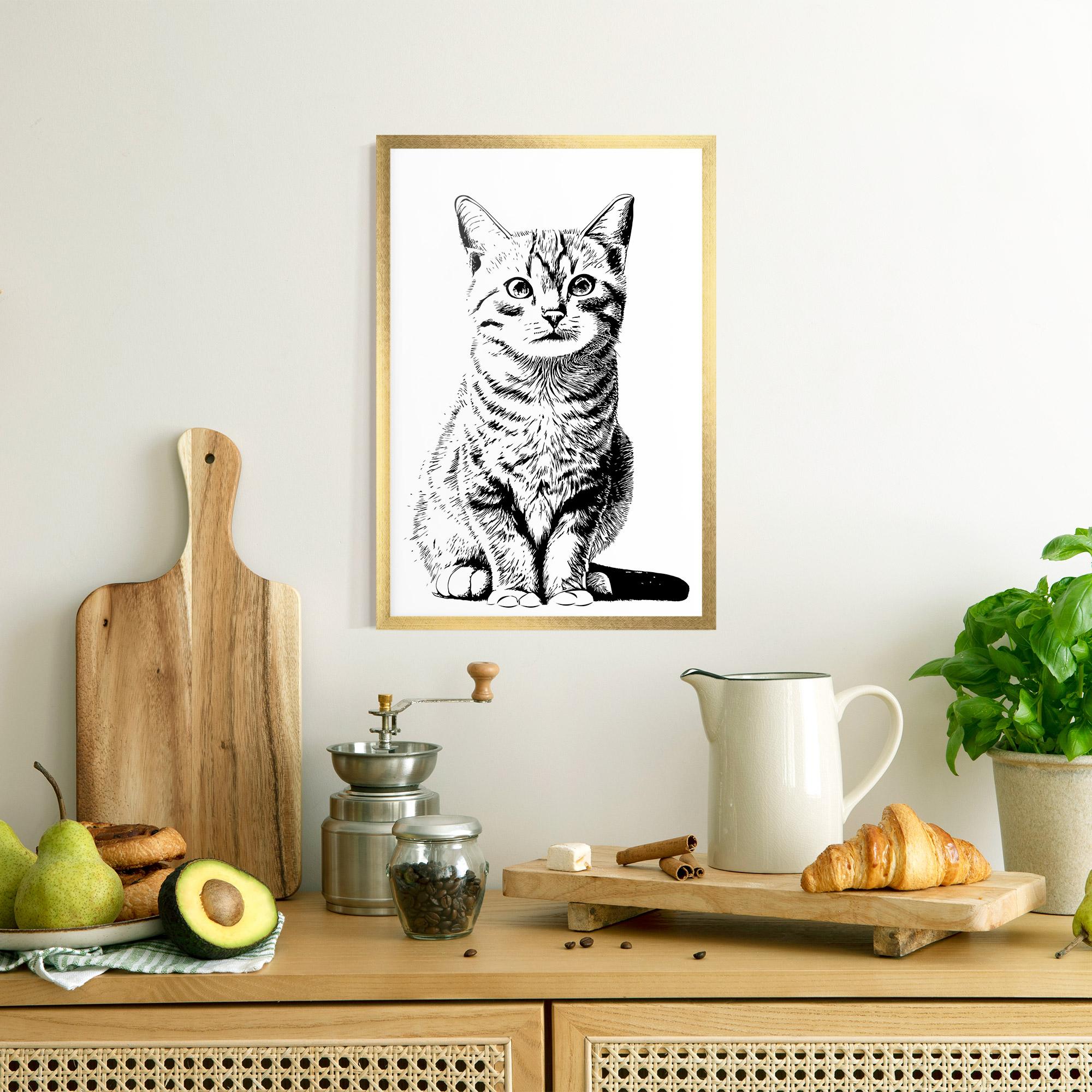Gerahmte Poster Hand Drawn Cat mockup 8