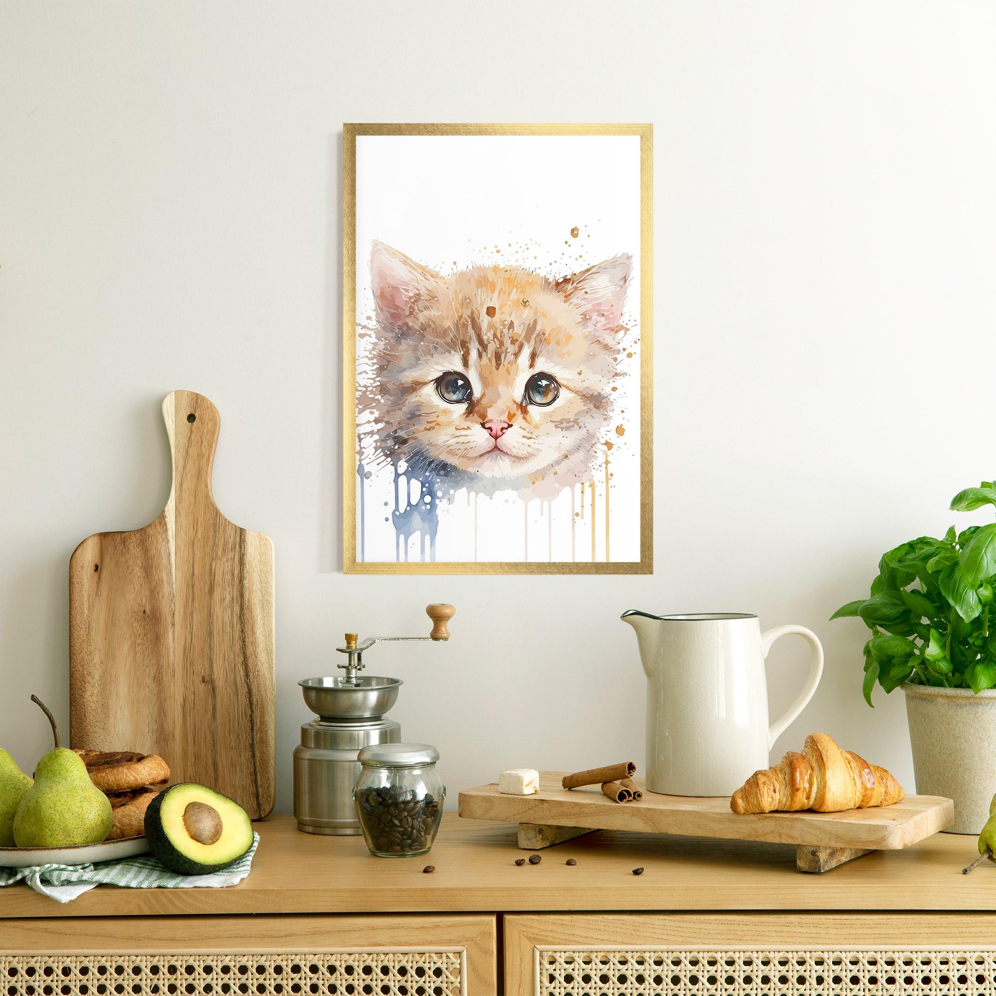 Gerahmte Poster Watercolor Animal Cat mockup 8