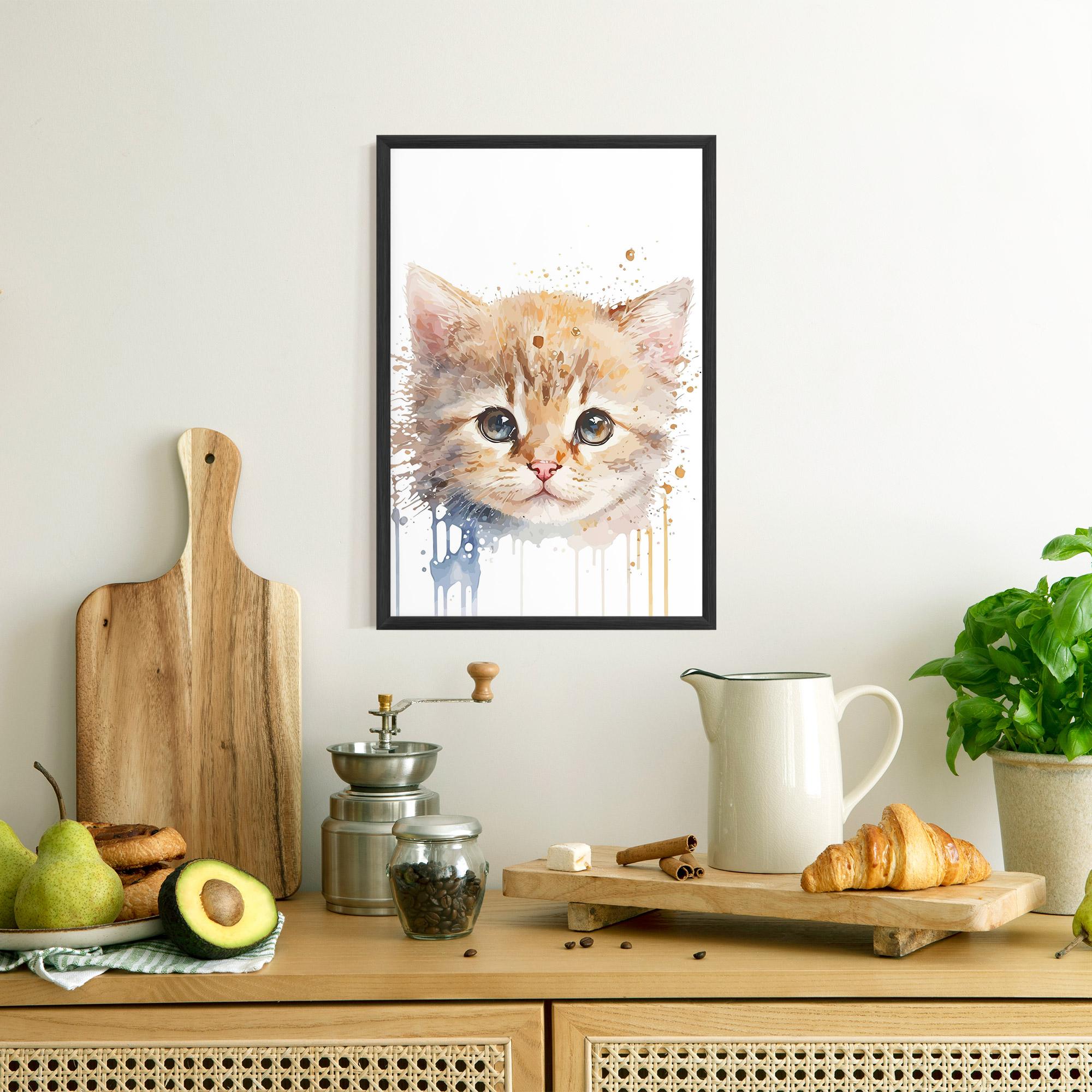 Gerahmte Poster Watercolor Animal Cat mockup 8