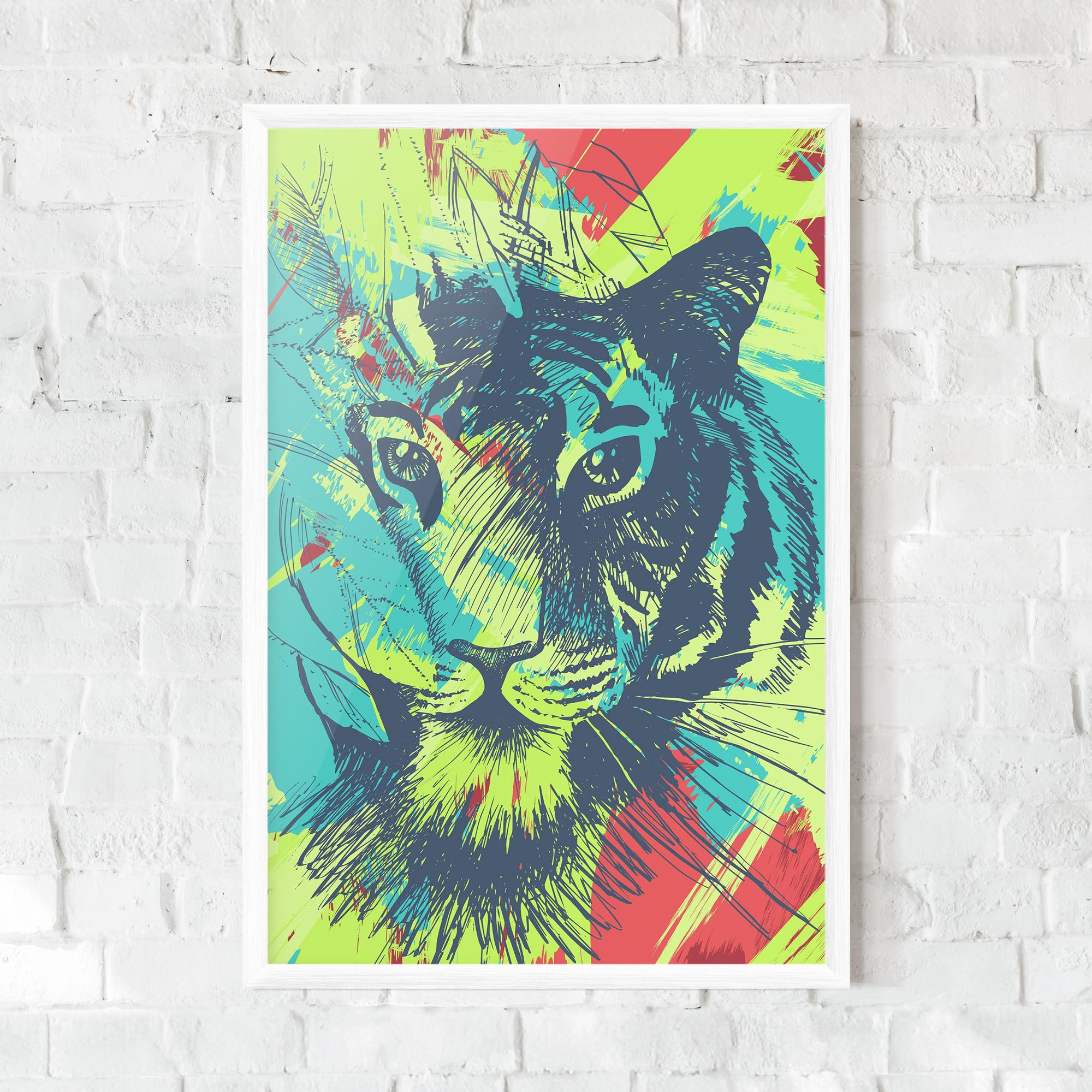 Gerahmte Poster Blue Green Tiger mockup 0