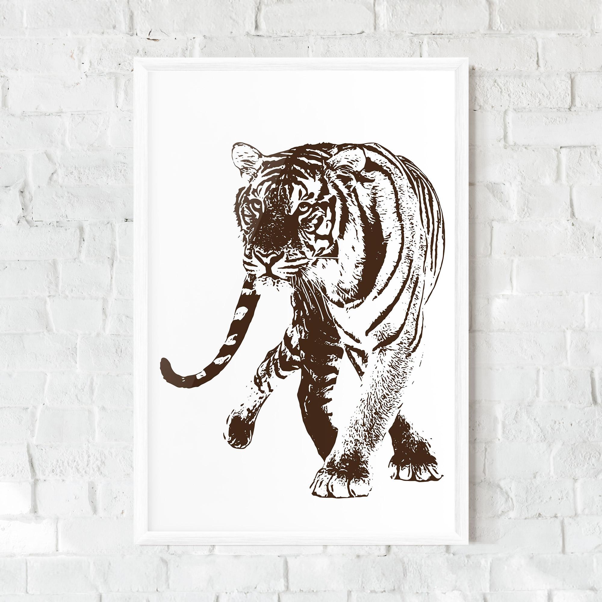 Gerahmte Poster Brown Line Tiger mockup 0