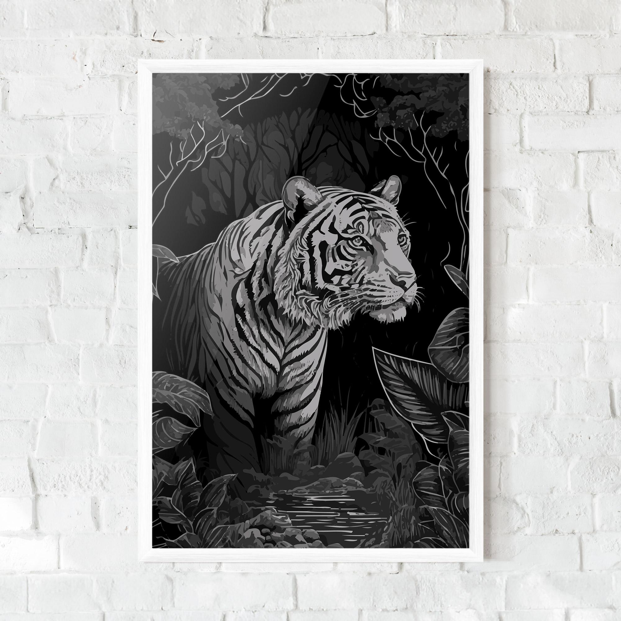 Gerahmte Poster Grey Tiger mockup 0
