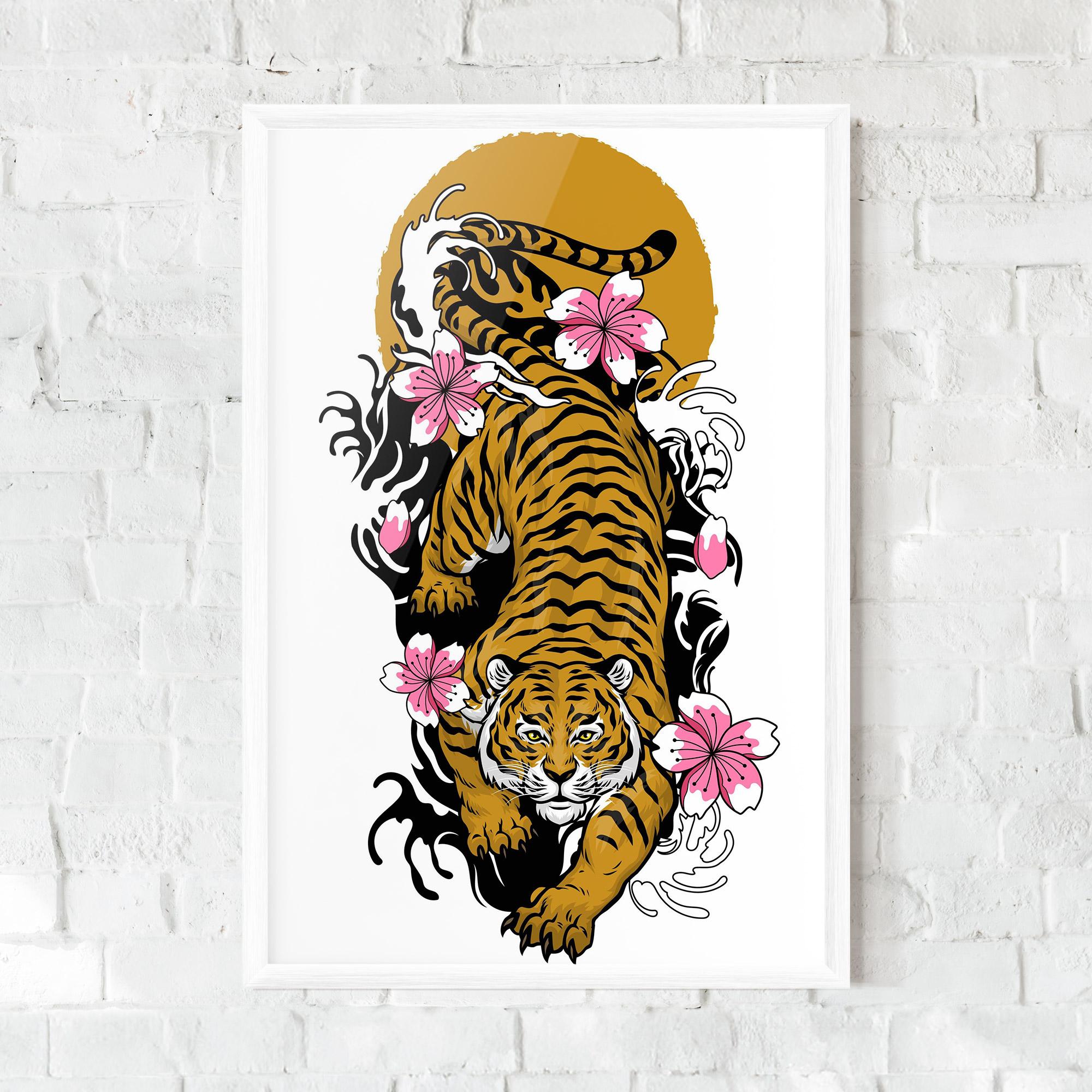 Gerahmte Poster Japanese Style Tiger mockup 0