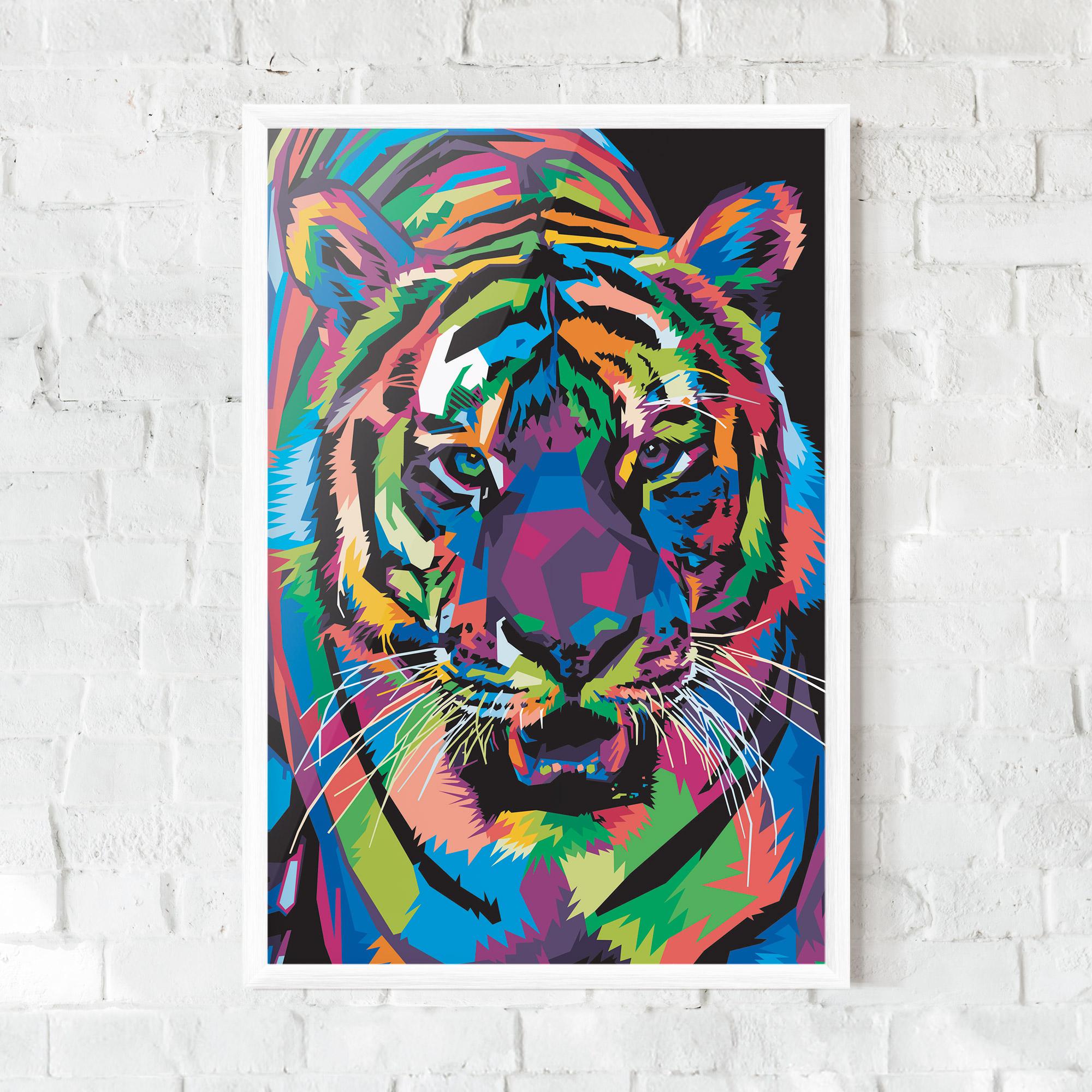 Gerahmte Poster Mix Color Tiger mockup 0