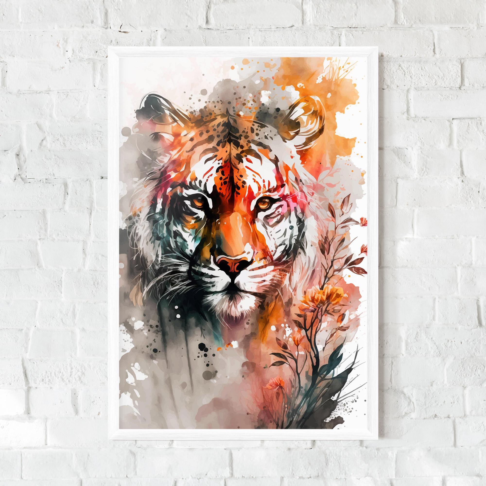 Gerahmte Poster Orange Art Tiger mockup 0