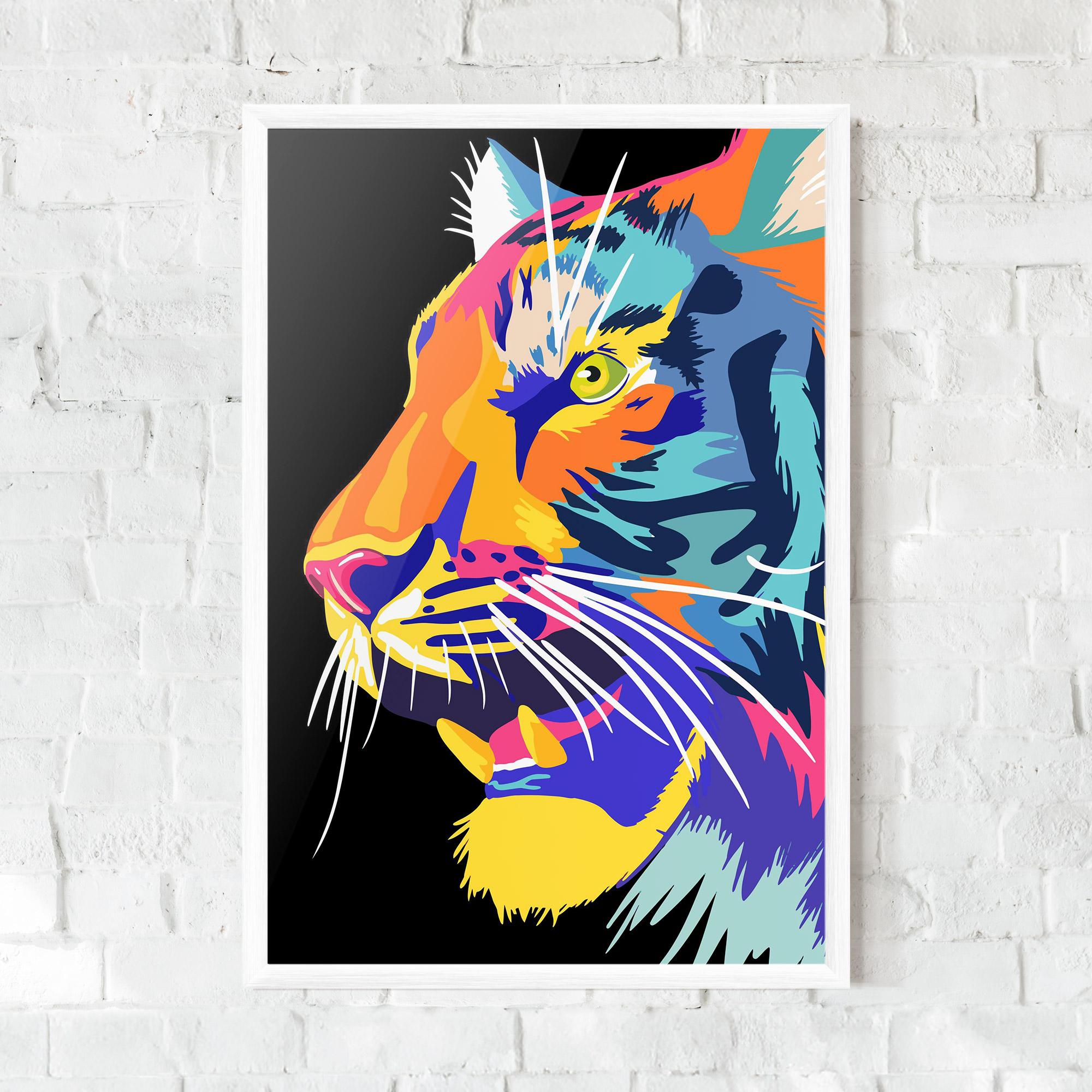Gerahmte Poster Pretty Colorful Tiger mockup 0