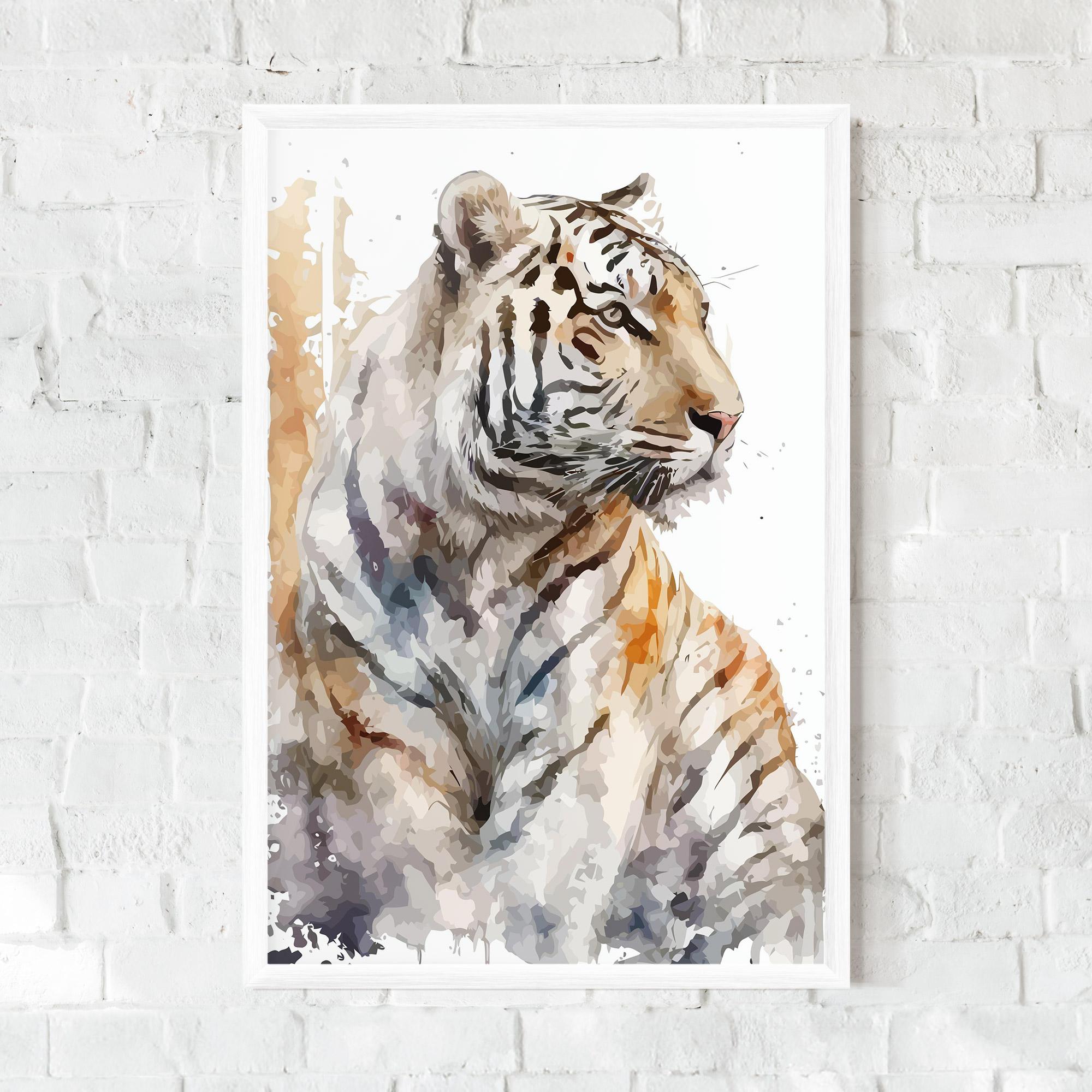 Gerahmte Poster White Tiger Art mockup 0