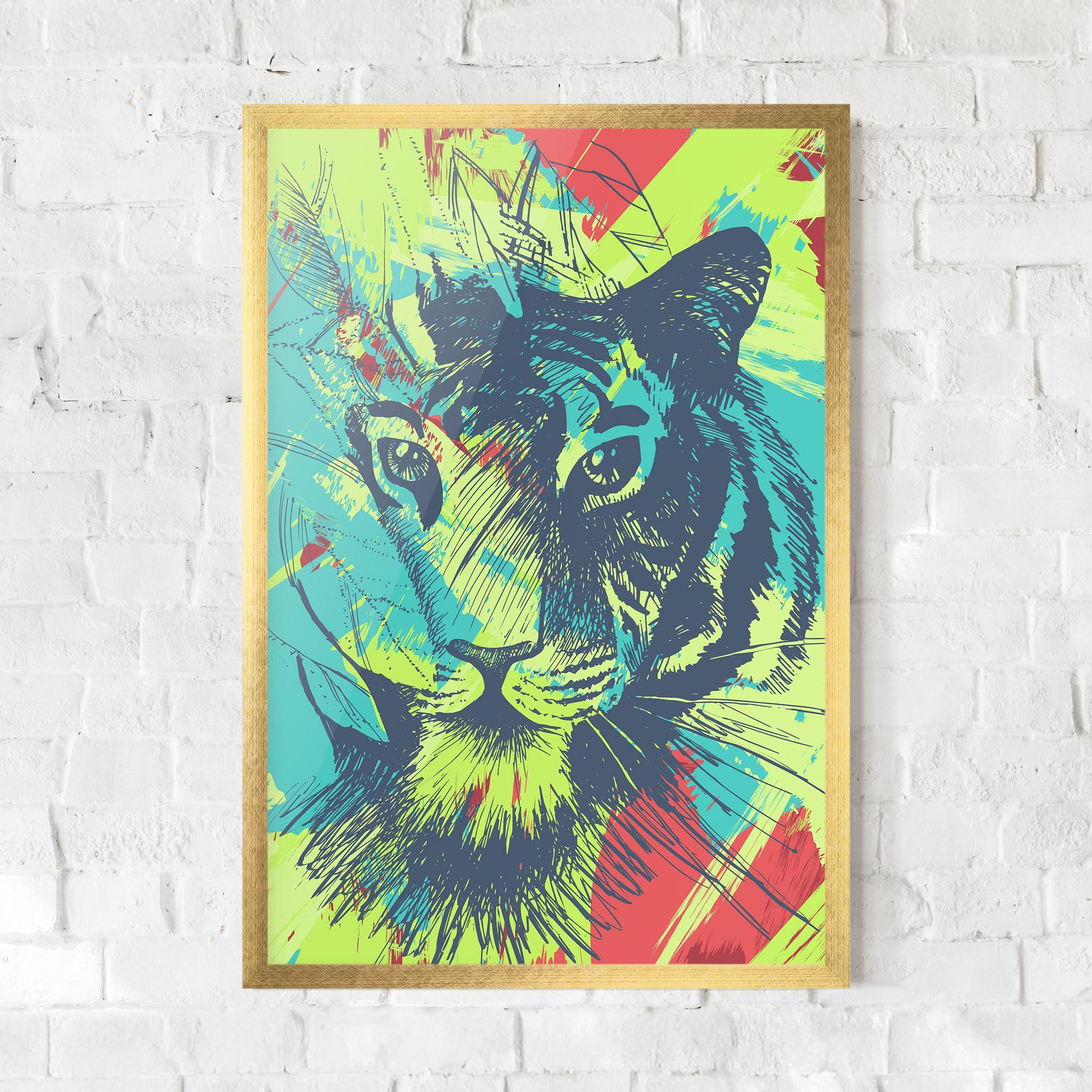 Gerahmte Poster Blue Green Tiger mockup 0