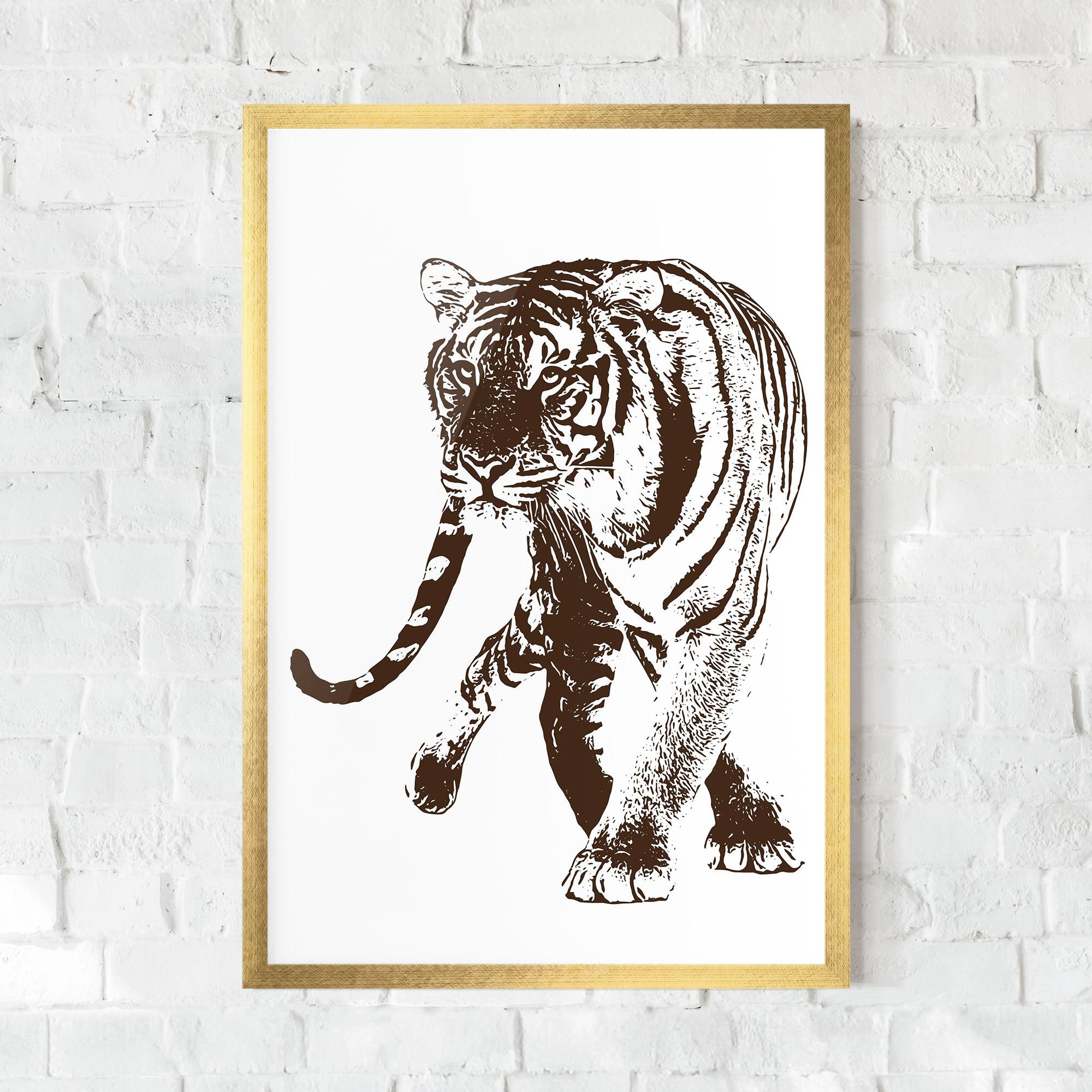 Gerahmte Poster Brown Line Tiger mockup 0