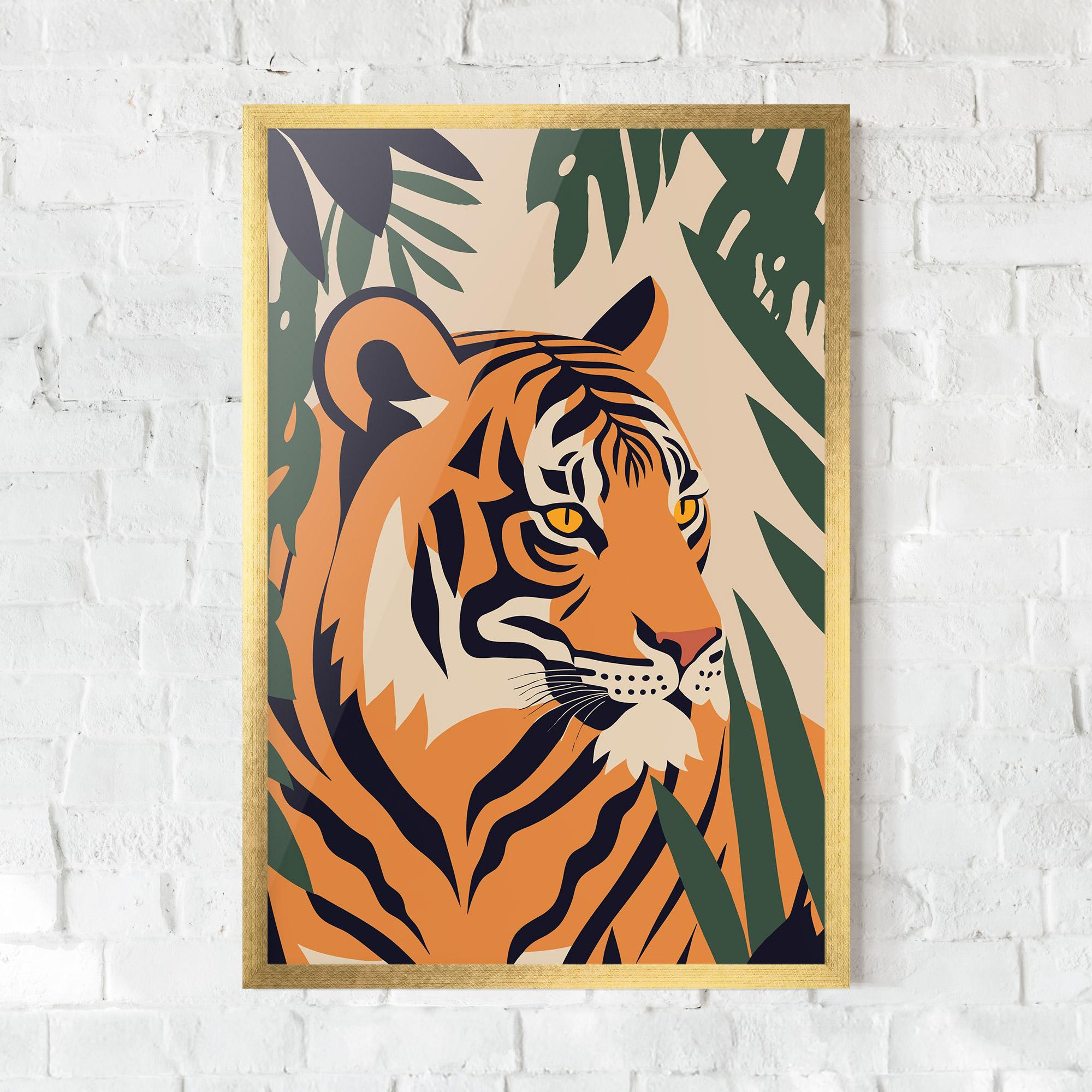 Gerahmte Poster Cartoon Style Tiger mockup 0