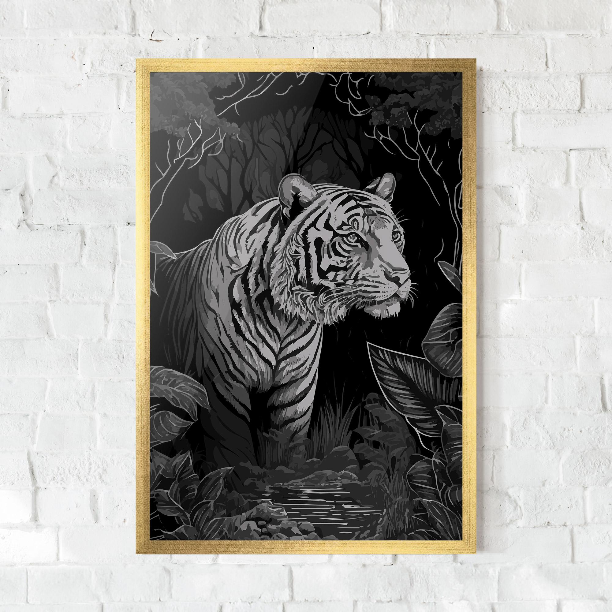Gerahmte Poster Grey Tiger mockup 0