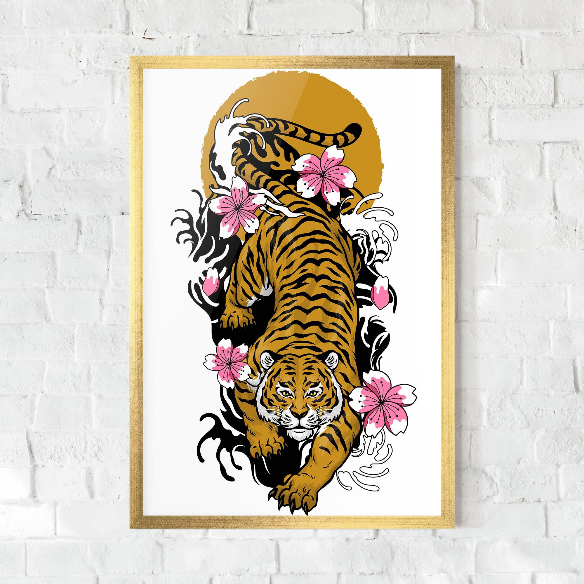 Gerahmte Poster Japanese Style Tiger mockup 0