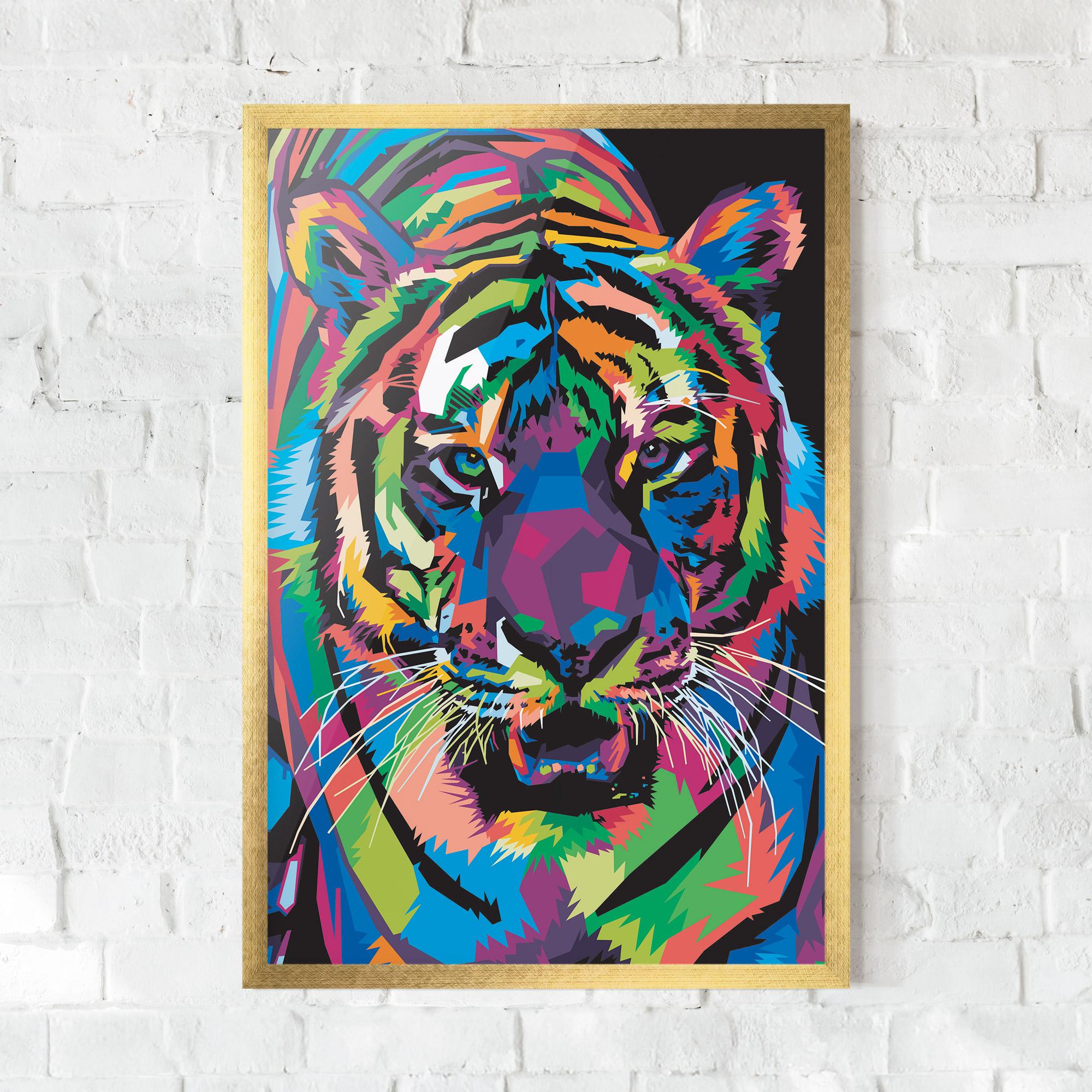 Gerahmte Poster Mix Color Tiger mockup 0