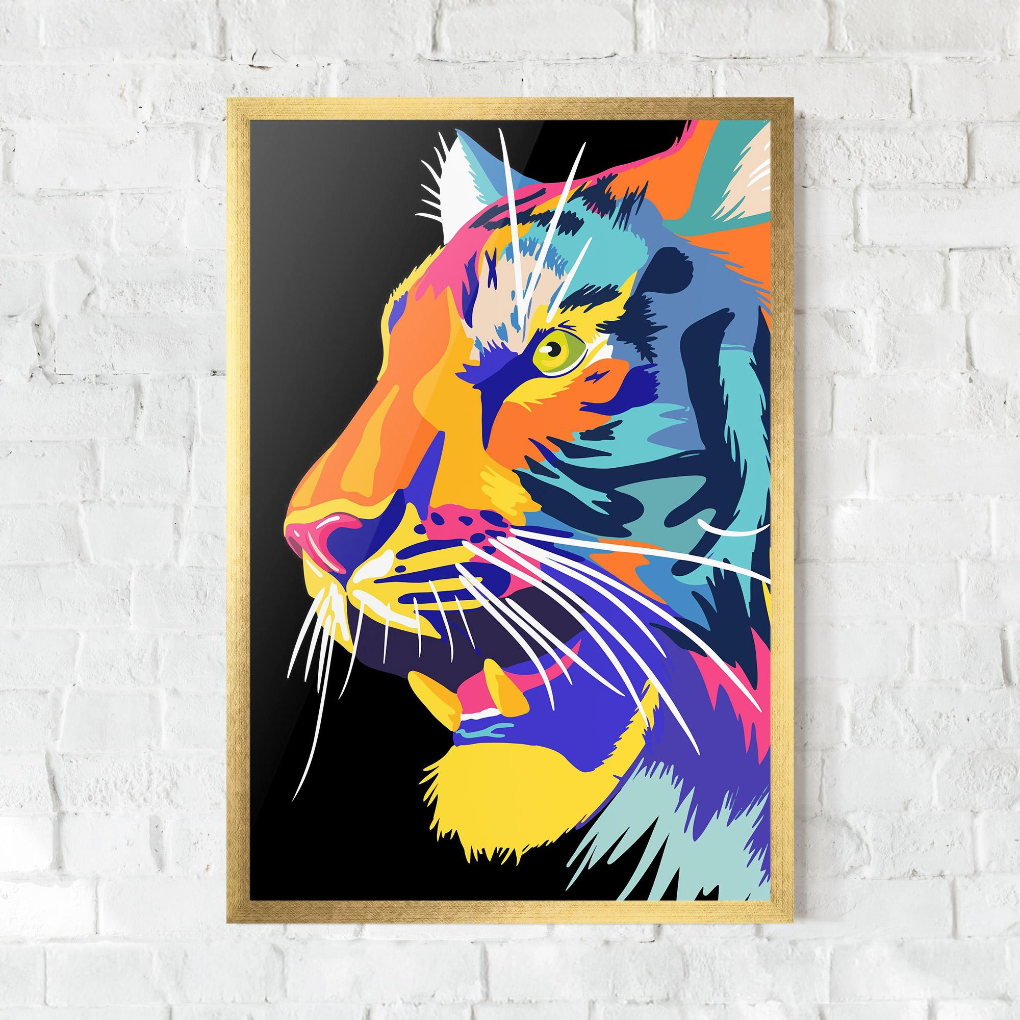Gerahmte Poster Pretty Colorful Tiger mockup 0