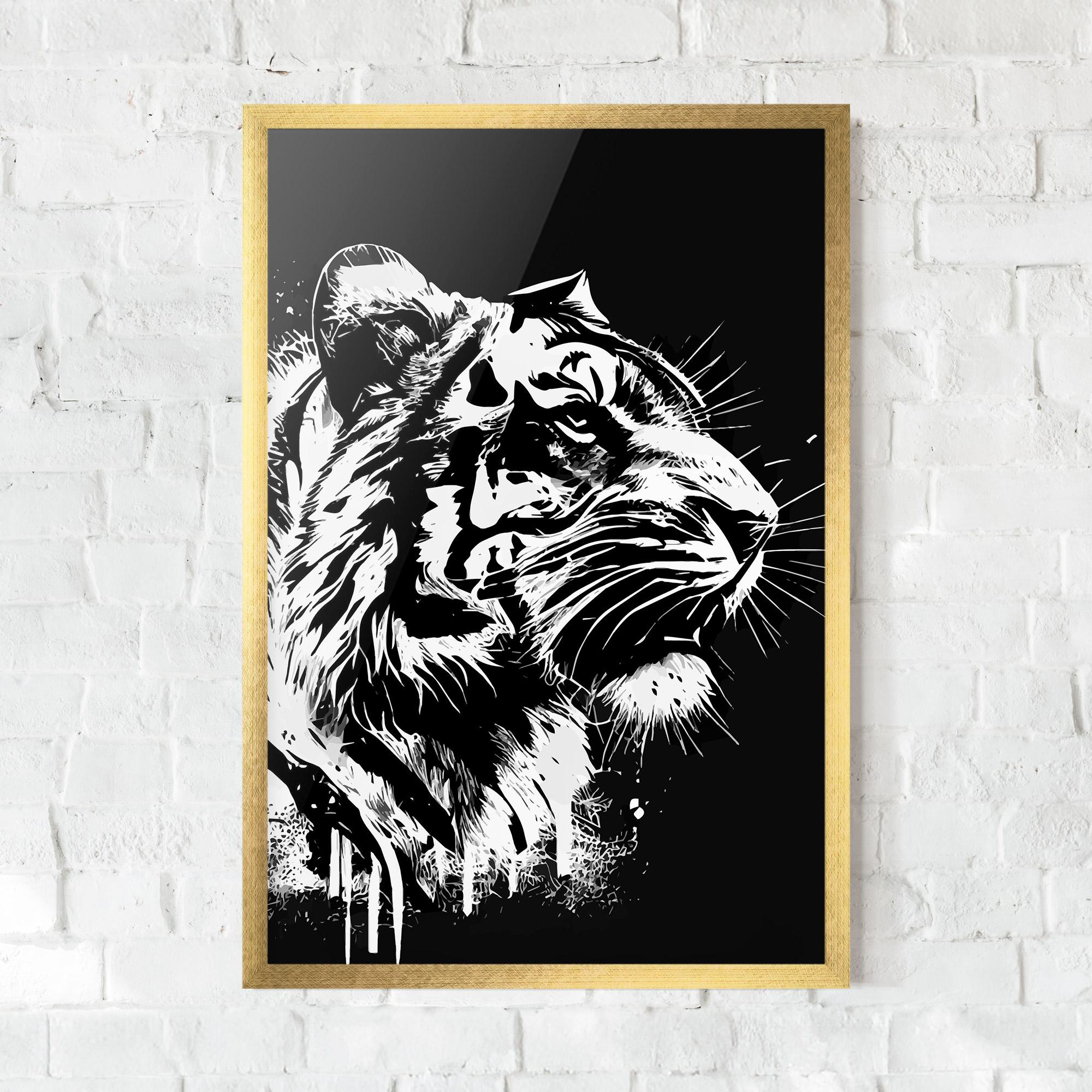 Gerahmte Poster White Ink Tiger mockup 0