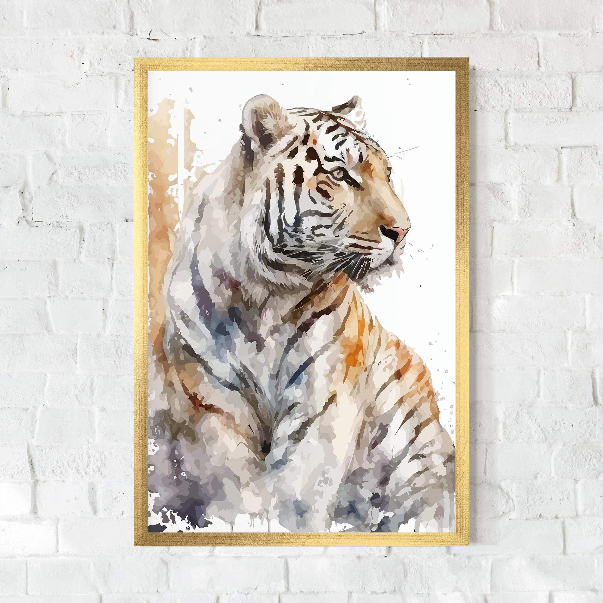 Gerahmte Poster White Tiger Art mockup 0