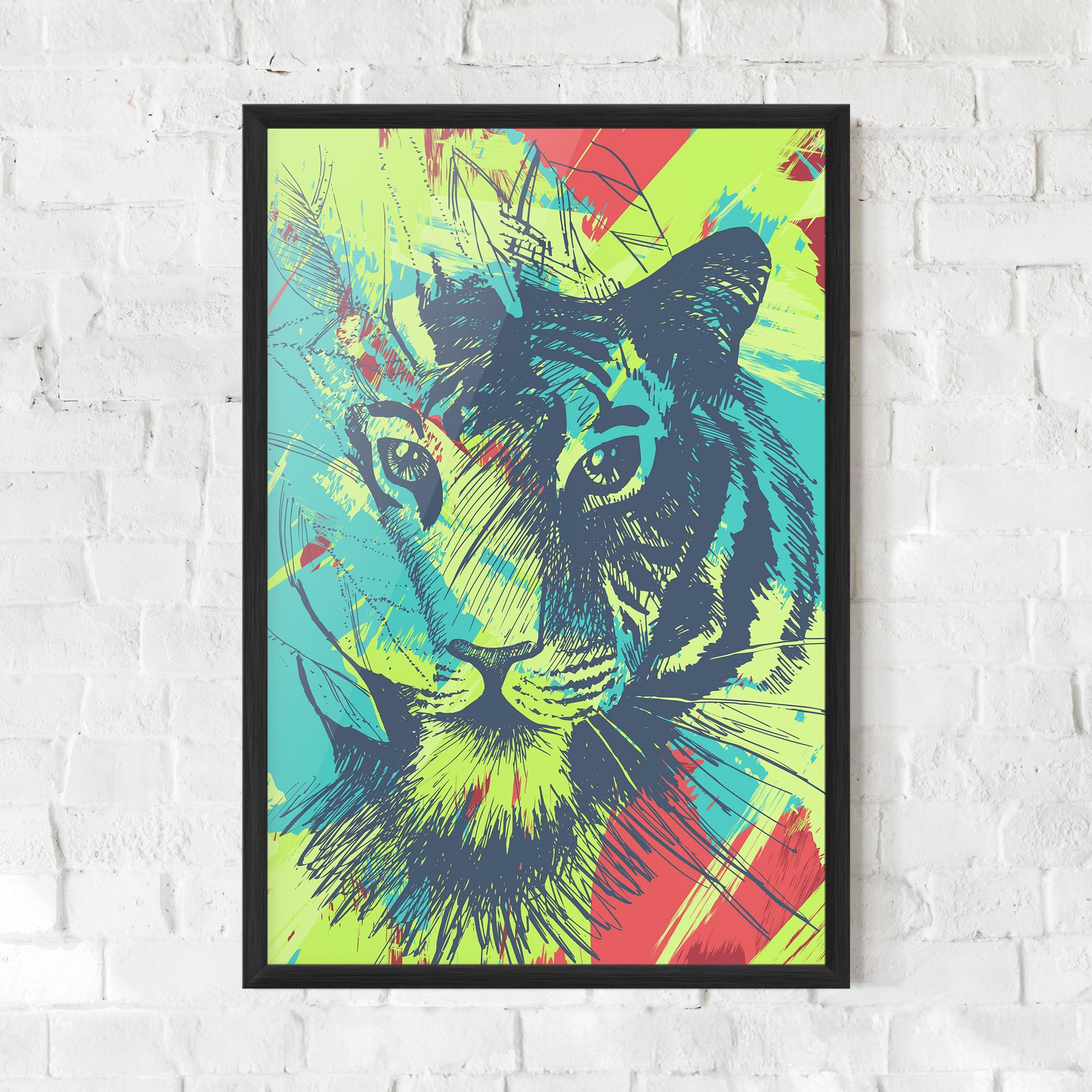 Gerahmte Poster Blue Green Tiger mockup 0