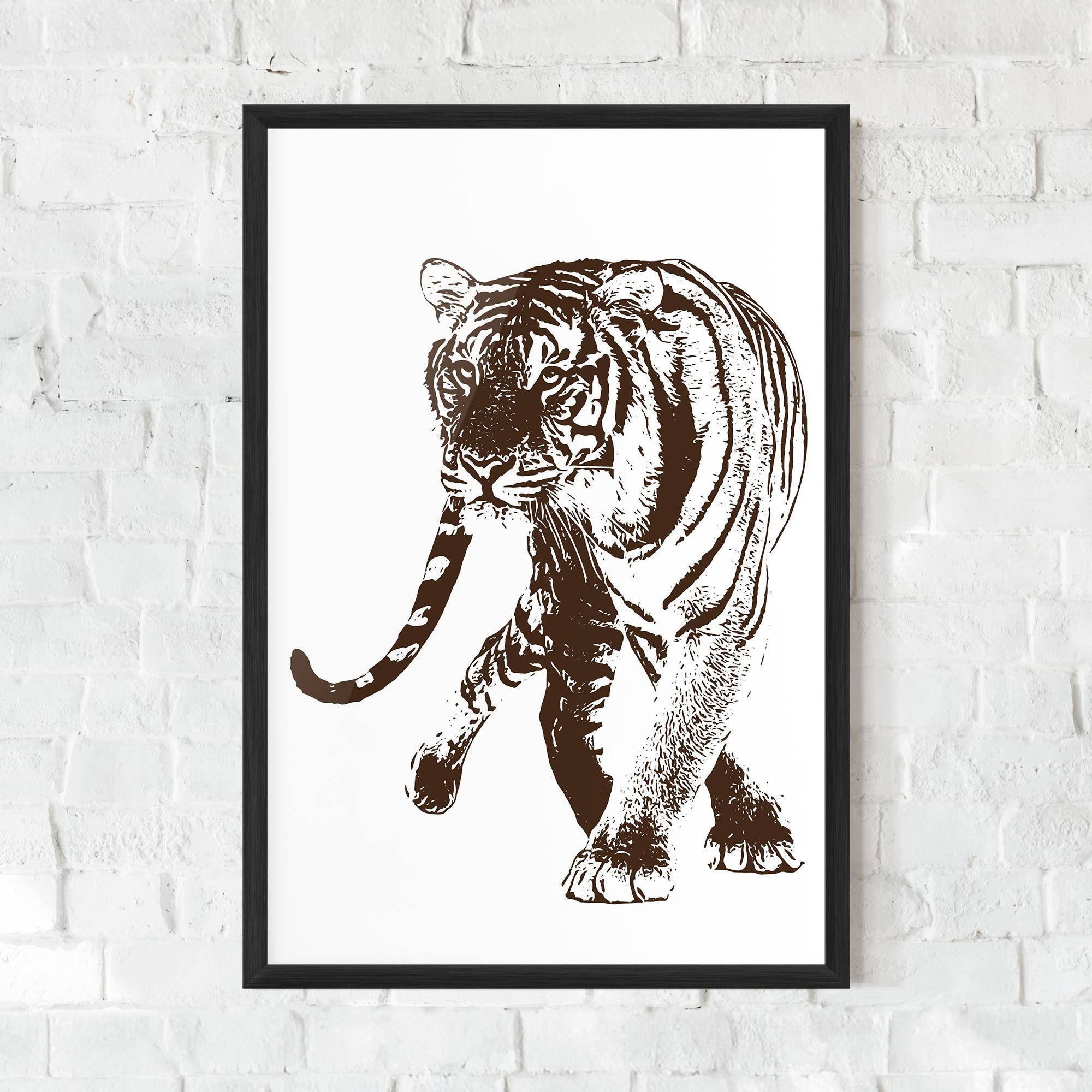 Gerahmte Poster Brown Line Tiger mockup 0