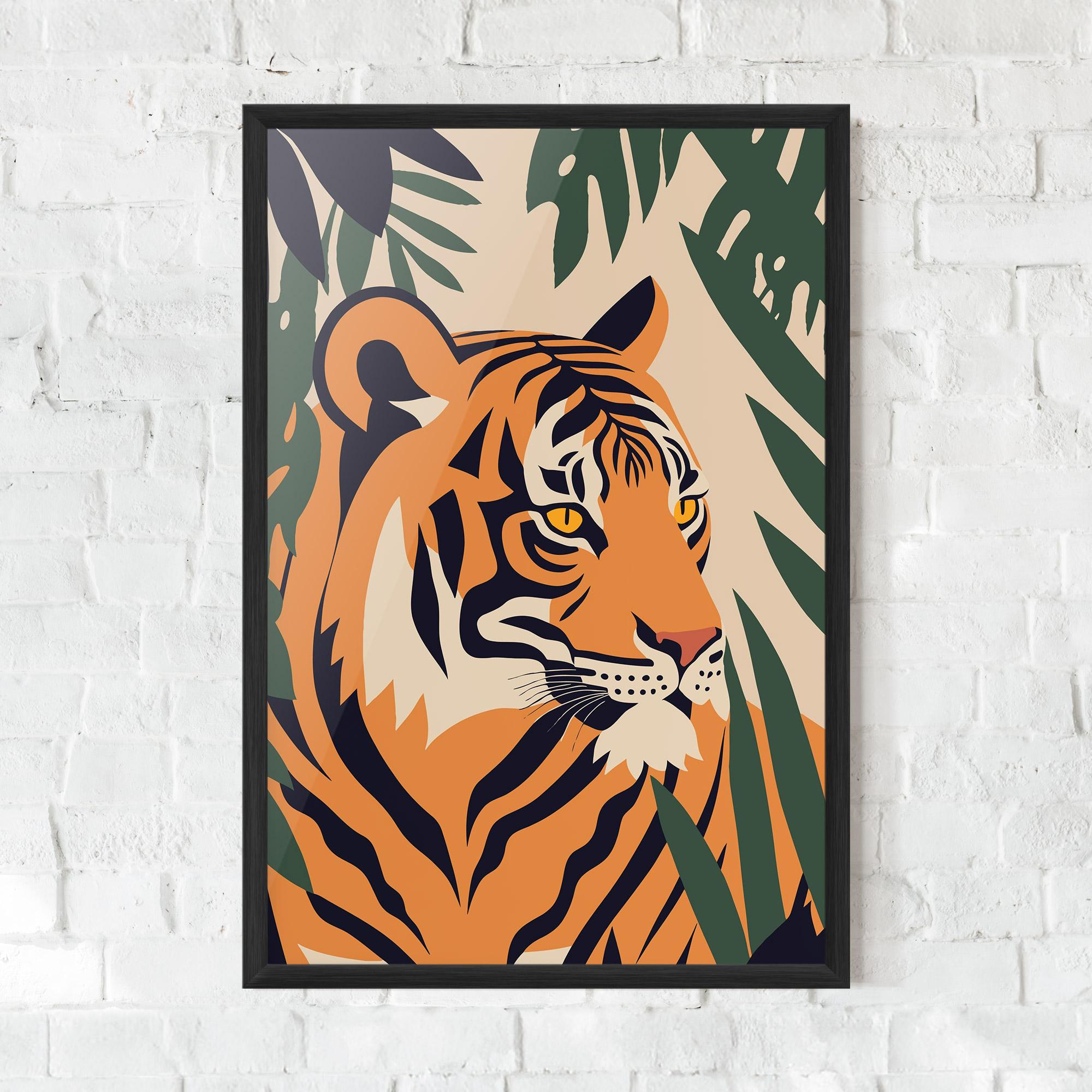 Gerahmte Poster Cartoon Style Tiger mockup 0