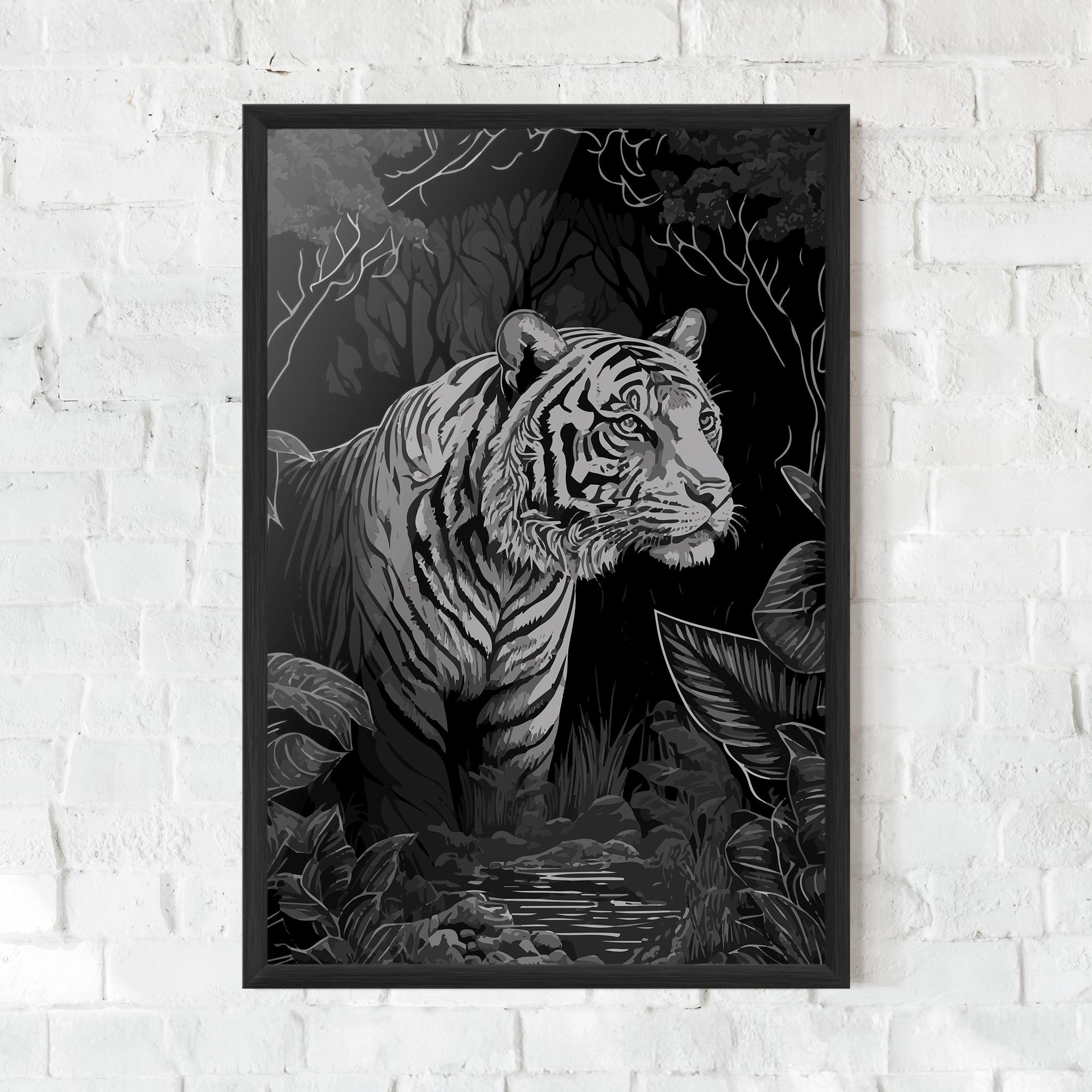 Gerahmte Poster Grey Tiger mockup 0