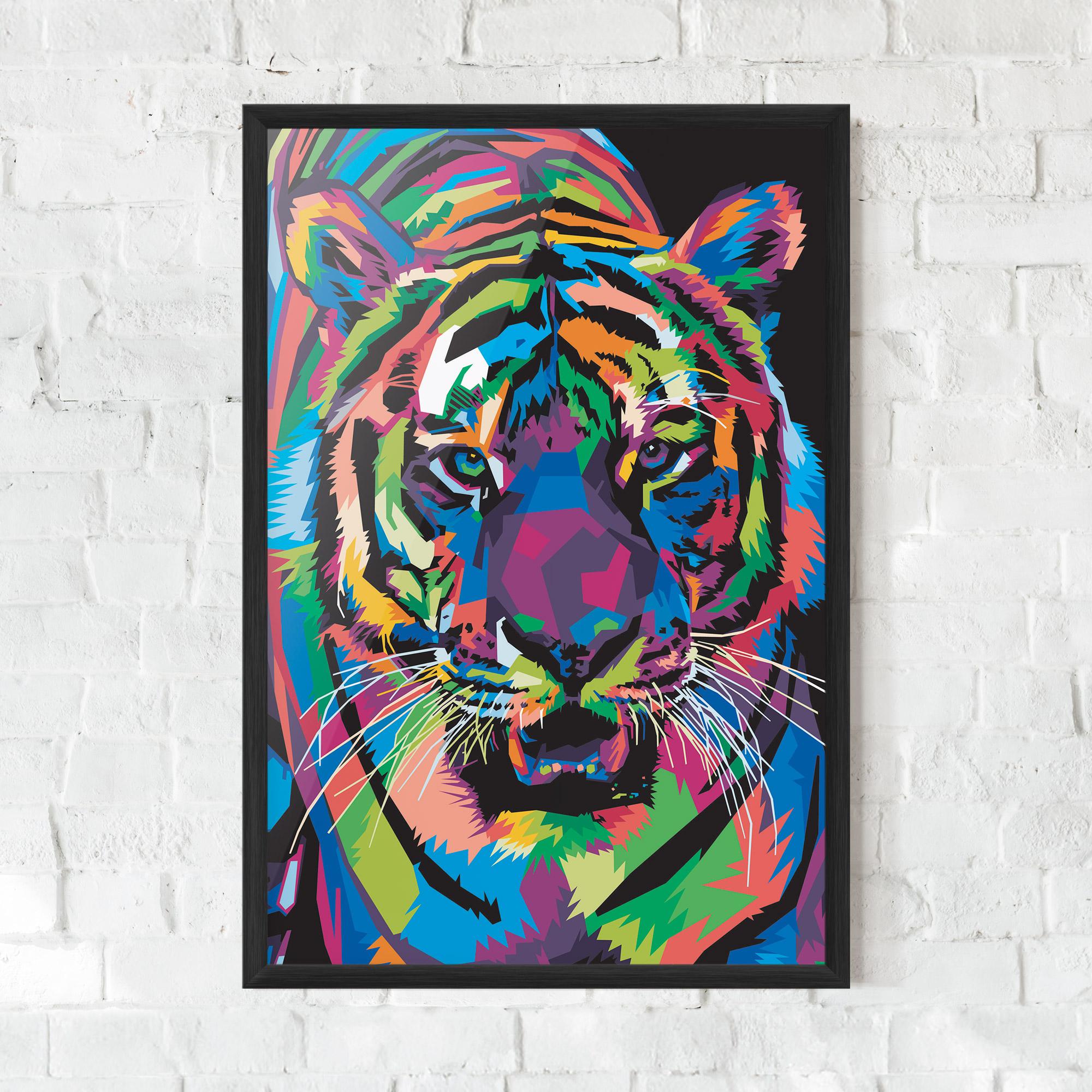 Gerahmte Poster Mix Color Tiger mockup 0