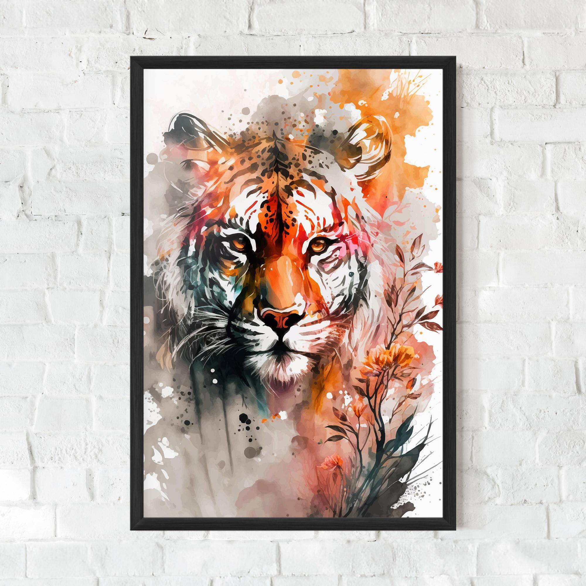 Gerahmte Poster Orange Art Tiger mockup 0