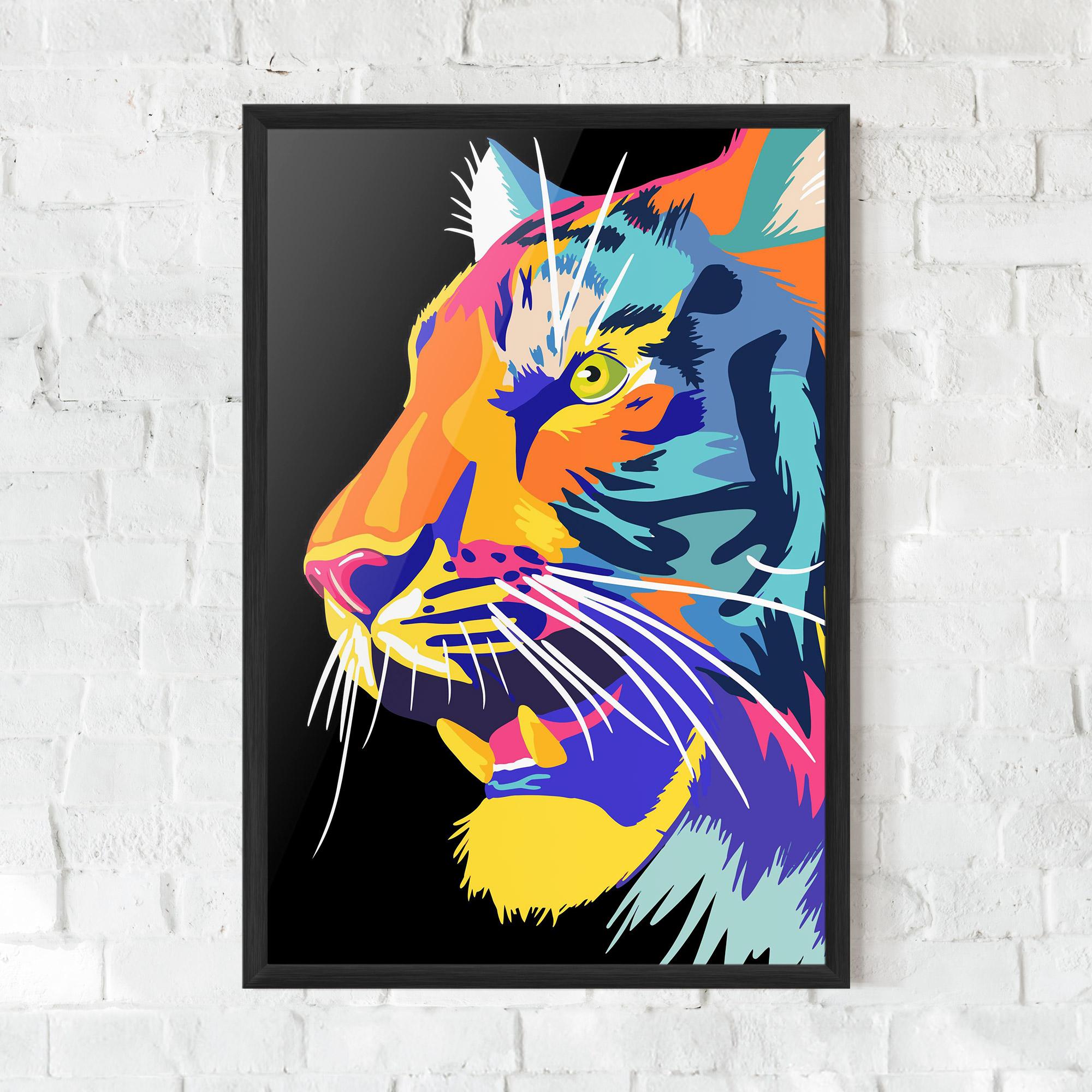 Gerahmte Poster Pretty Colorful Tiger mockup 0