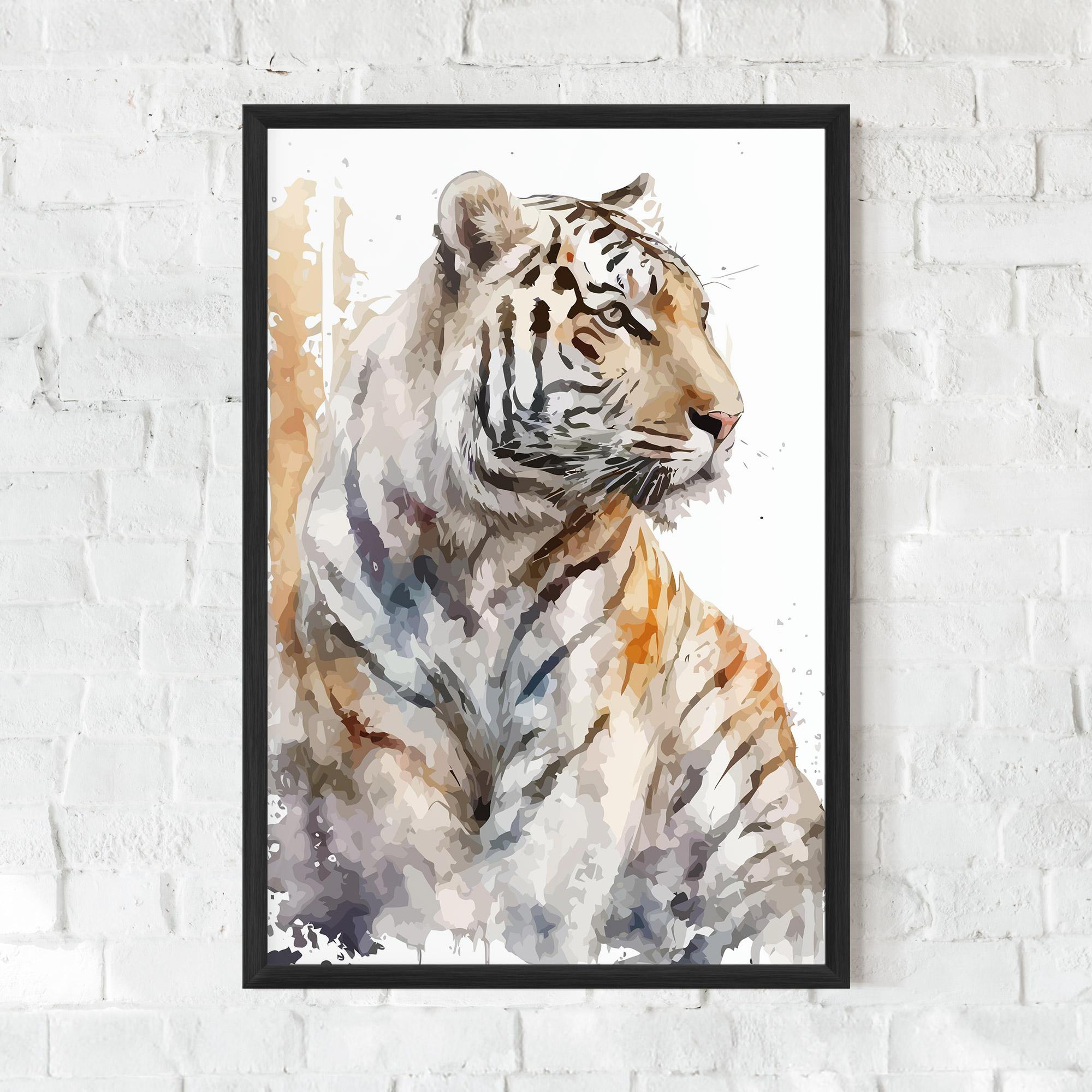 Gerahmte Poster White Tiger Art mockup 0