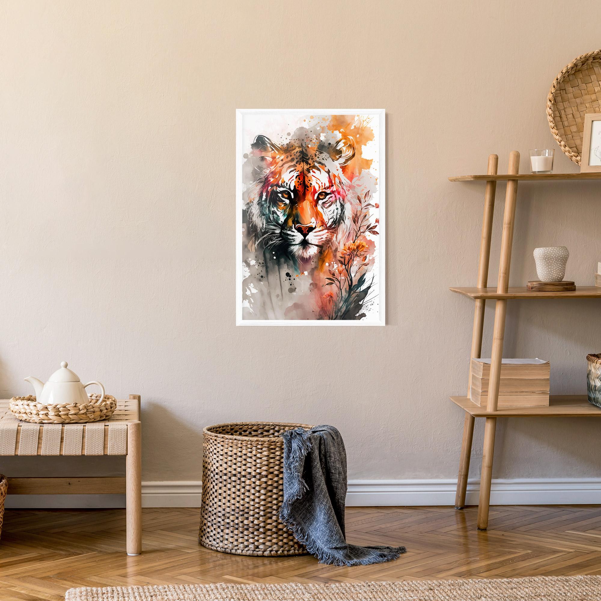 Gerahmte Poster Orange Art Tiger mockup 9