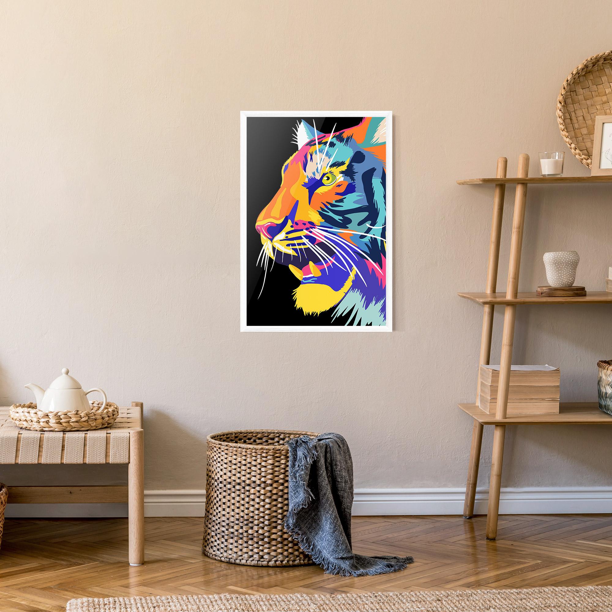 Gerahmte Poster Pretty Colorful Tiger mockup 9