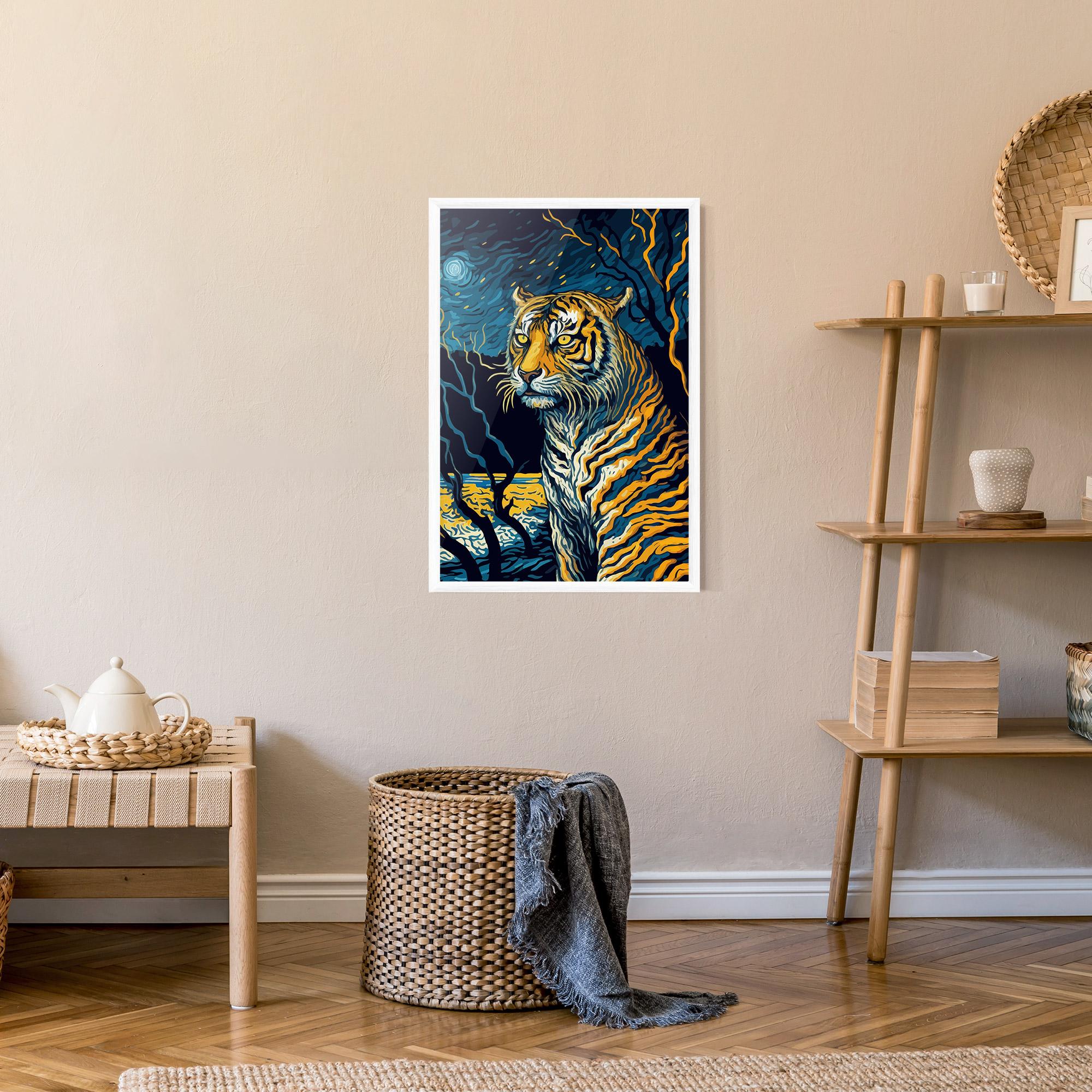 Gerahmte Poster Tiger Blue Painting mockup 9