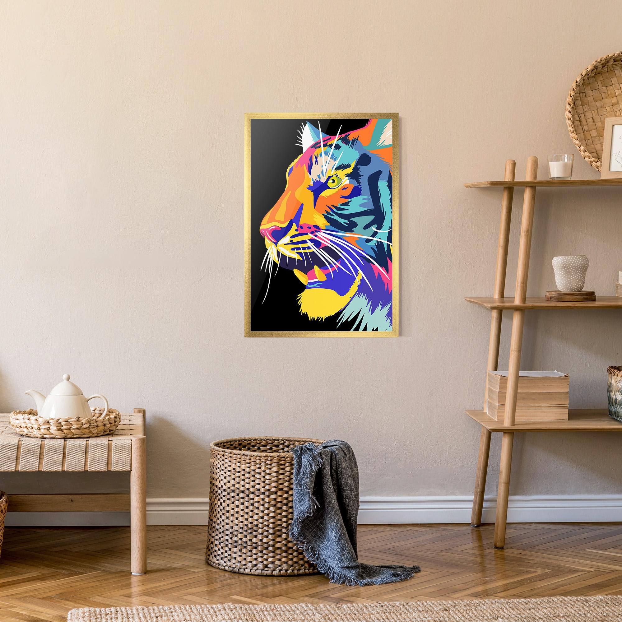 Gerahmte Poster Pretty Colorful Tiger mockup 9