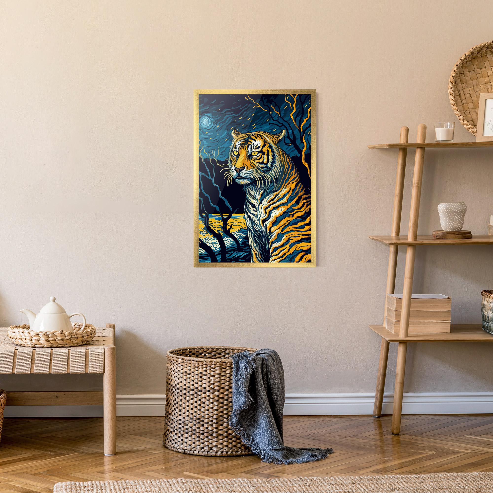 Gerahmte Poster Tiger Blue Painting mockup 9