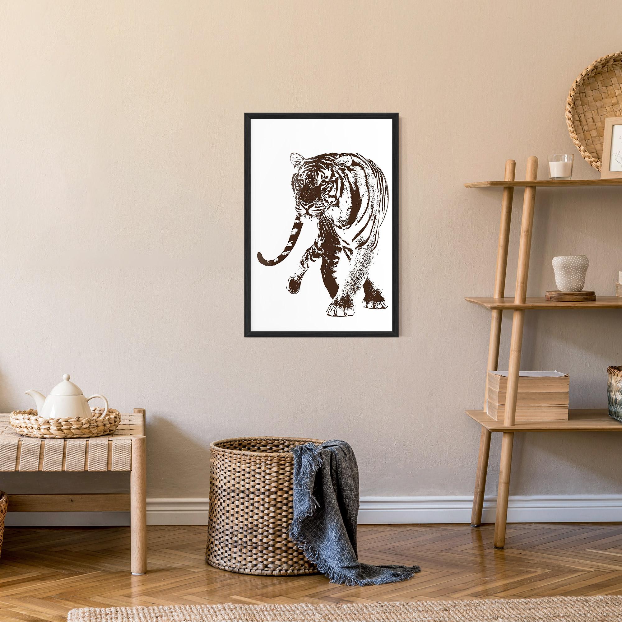 Gerahmte Poster Brown Line Tiger mockup 9