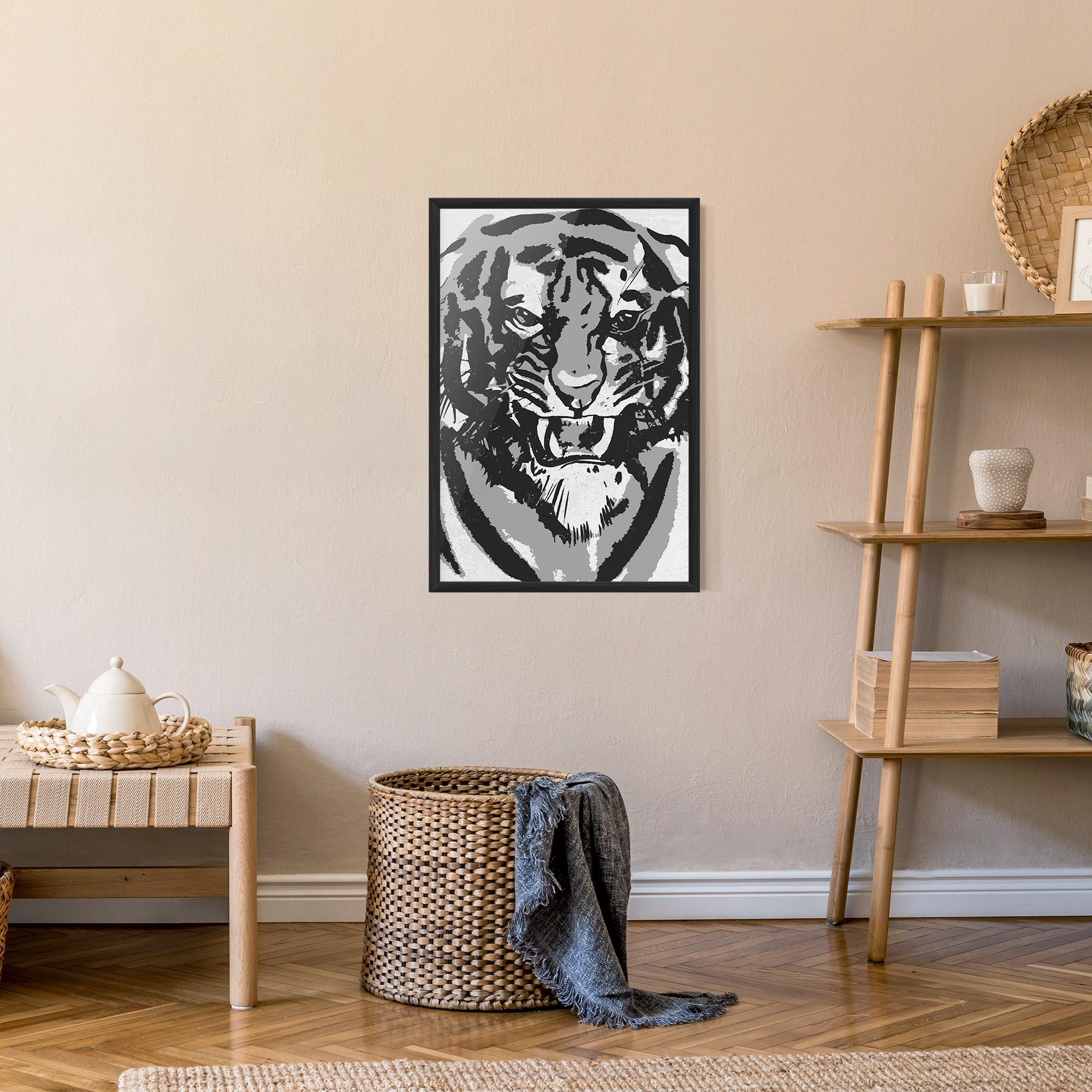 Gerahmte Poster Grey Tiger Head mockup 9