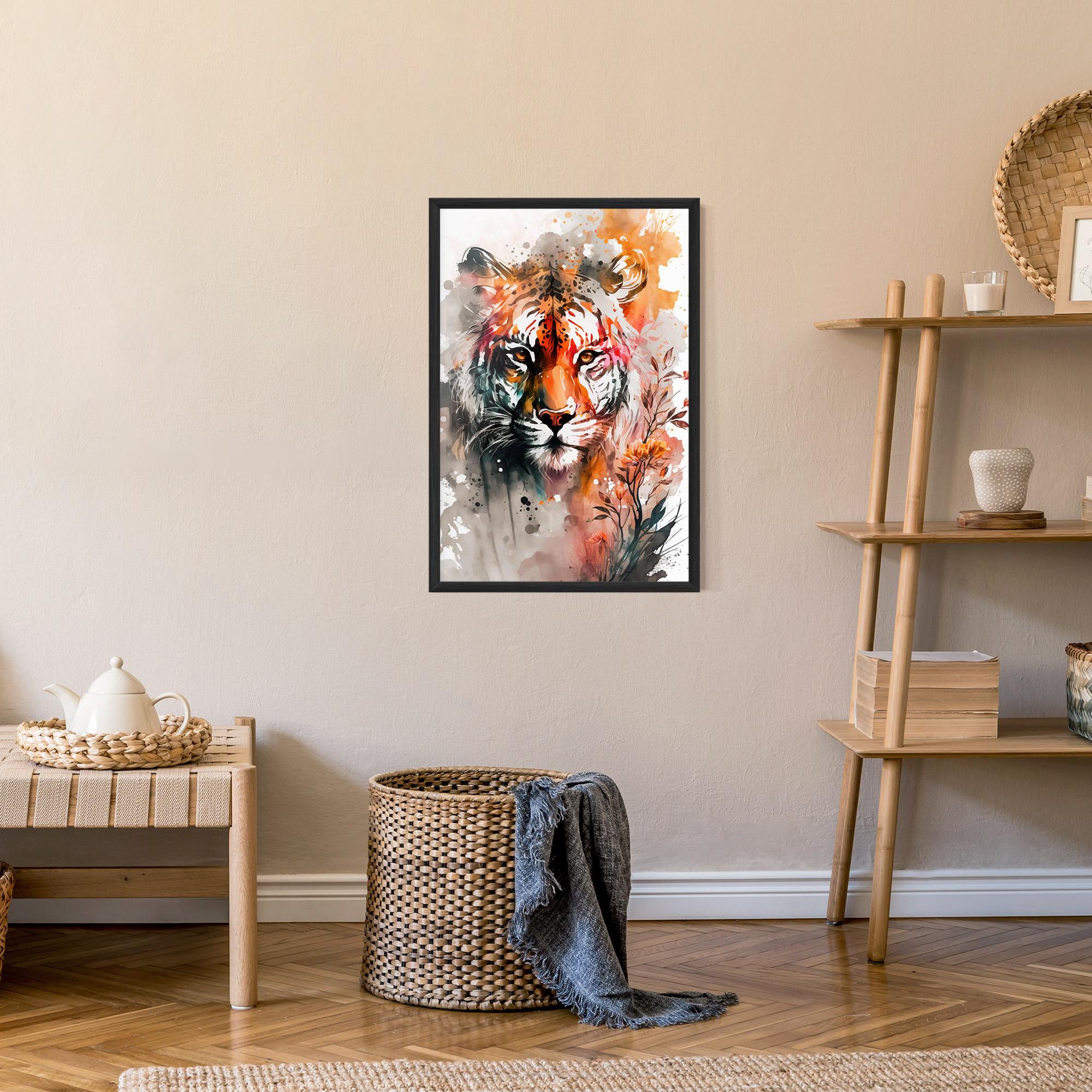 Gerahmte Poster Orange Art Tiger mockup 9