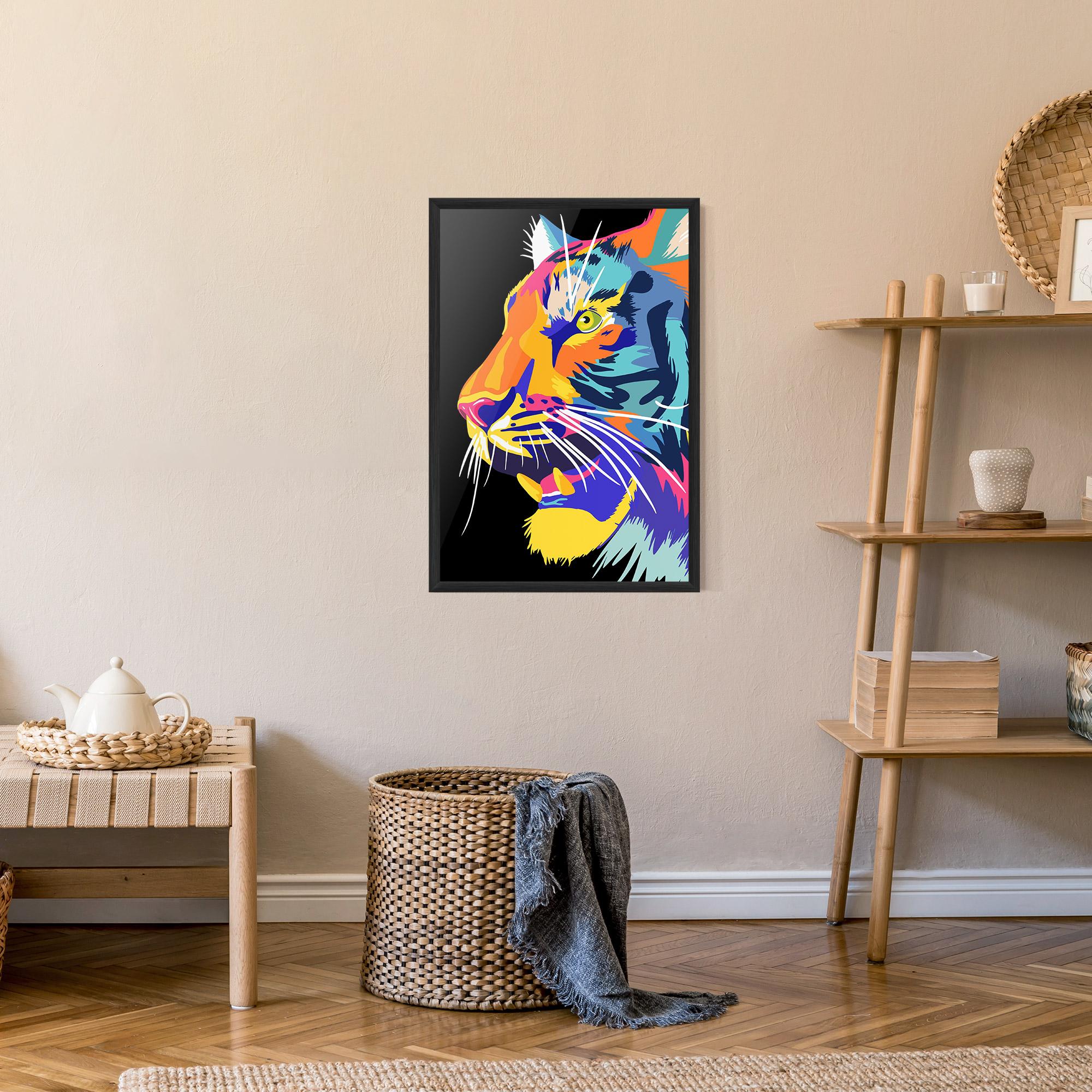 Gerahmte Poster Pretty Colorful Tiger mockup 9