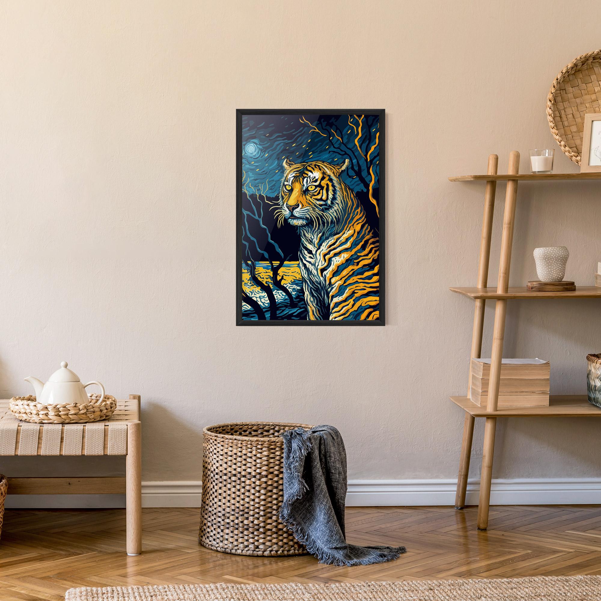 Gerahmte Poster Tiger Blue Painting mockup 9