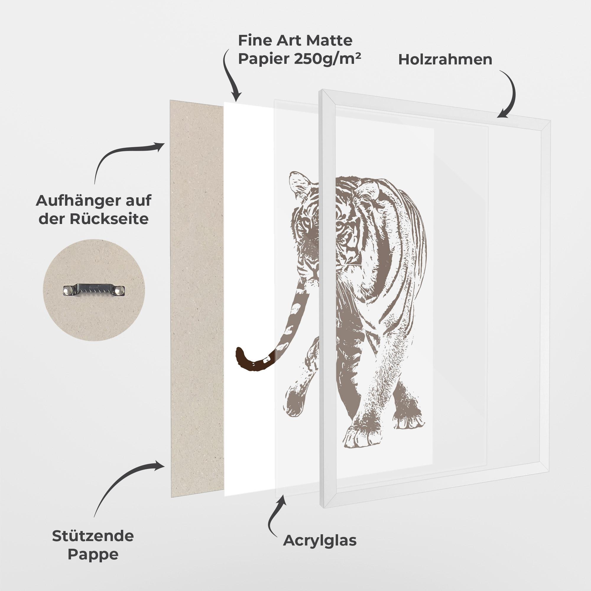 Gerahmte Poster Brown Line Tiger mockup 1