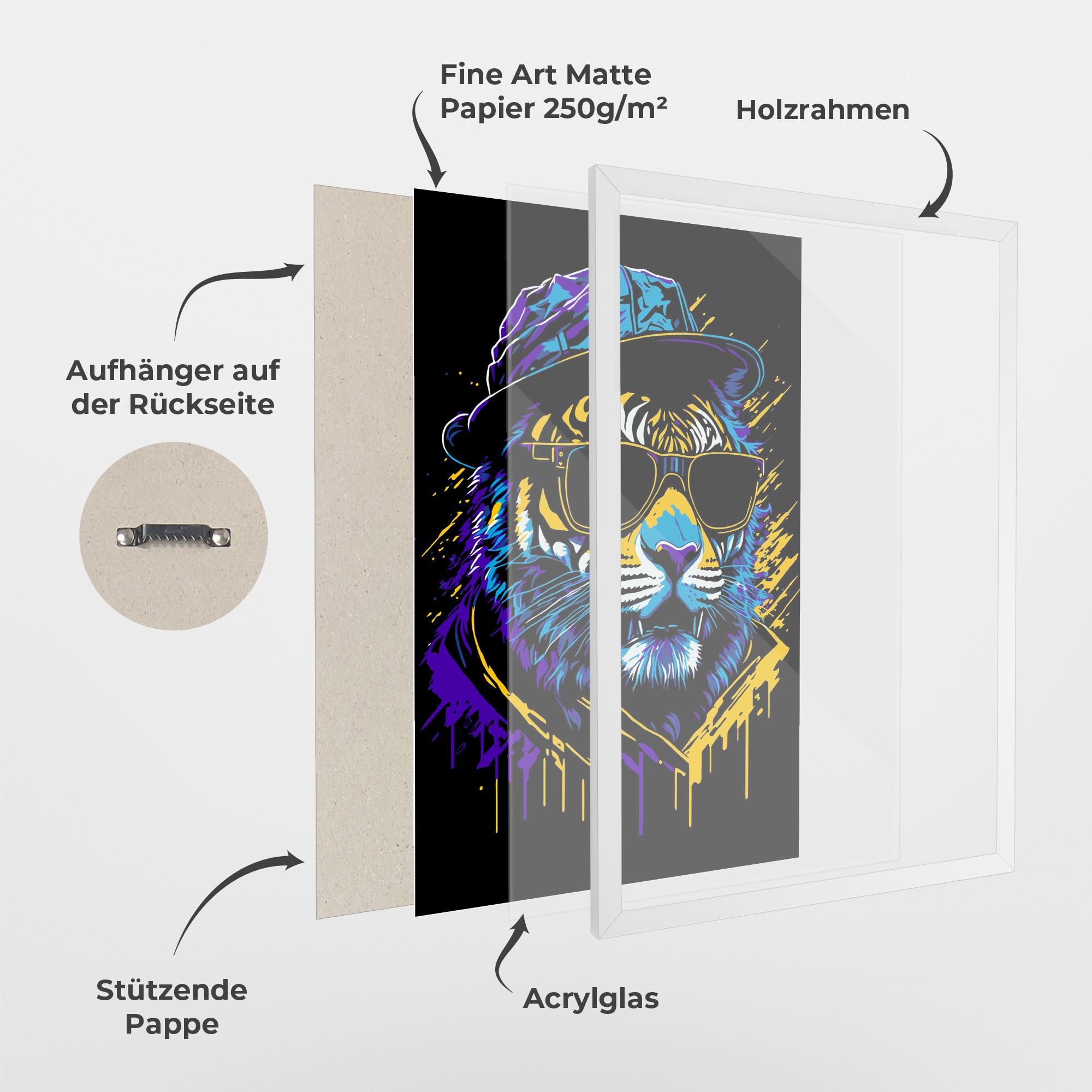 Gerahmte Poster Glasses Tiger mockup 1