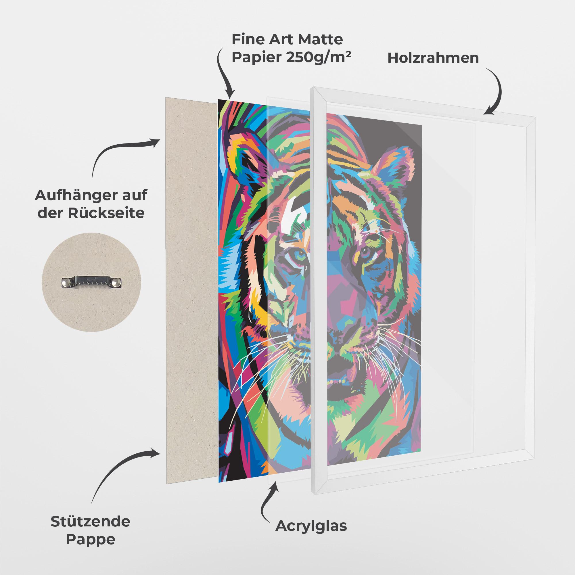 Gerahmte Poster Mix Color Tiger mockup 1