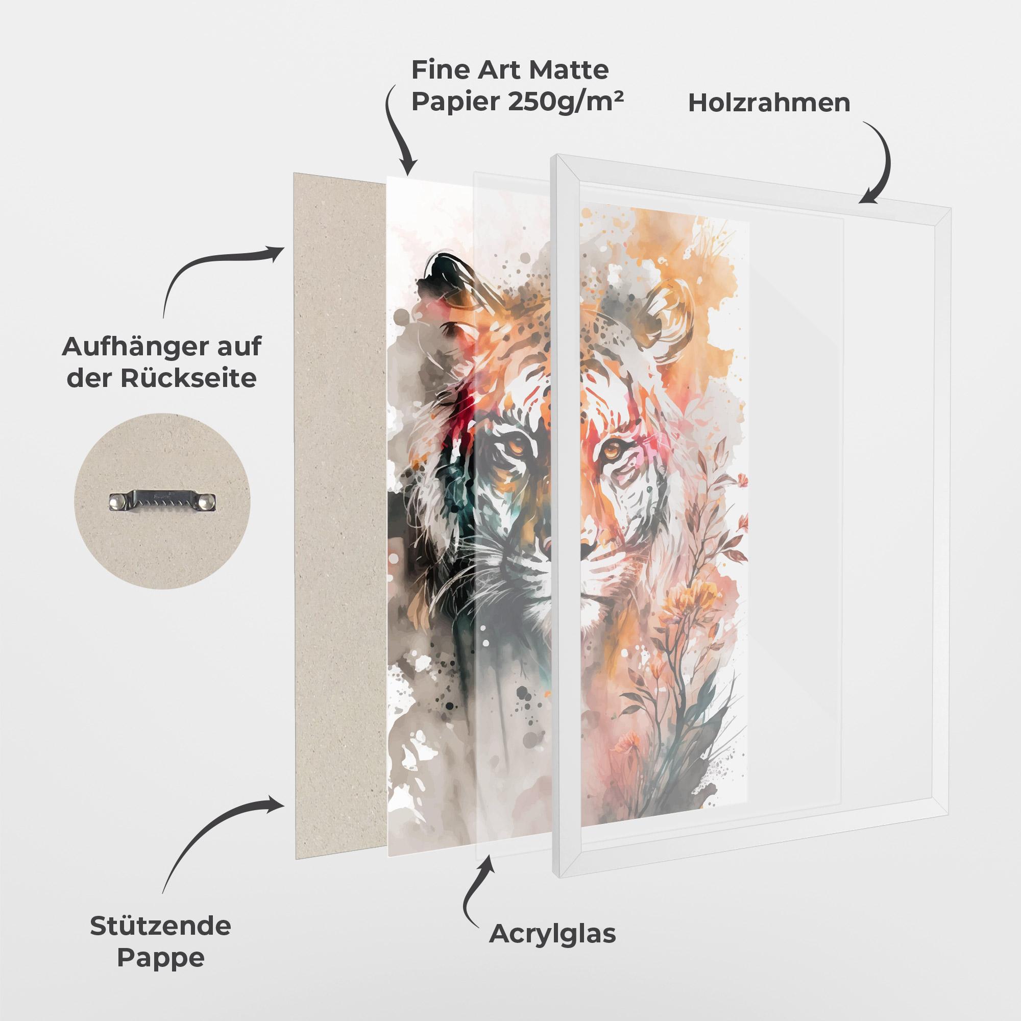 Gerahmte Poster Orange Art Tiger mockup 1