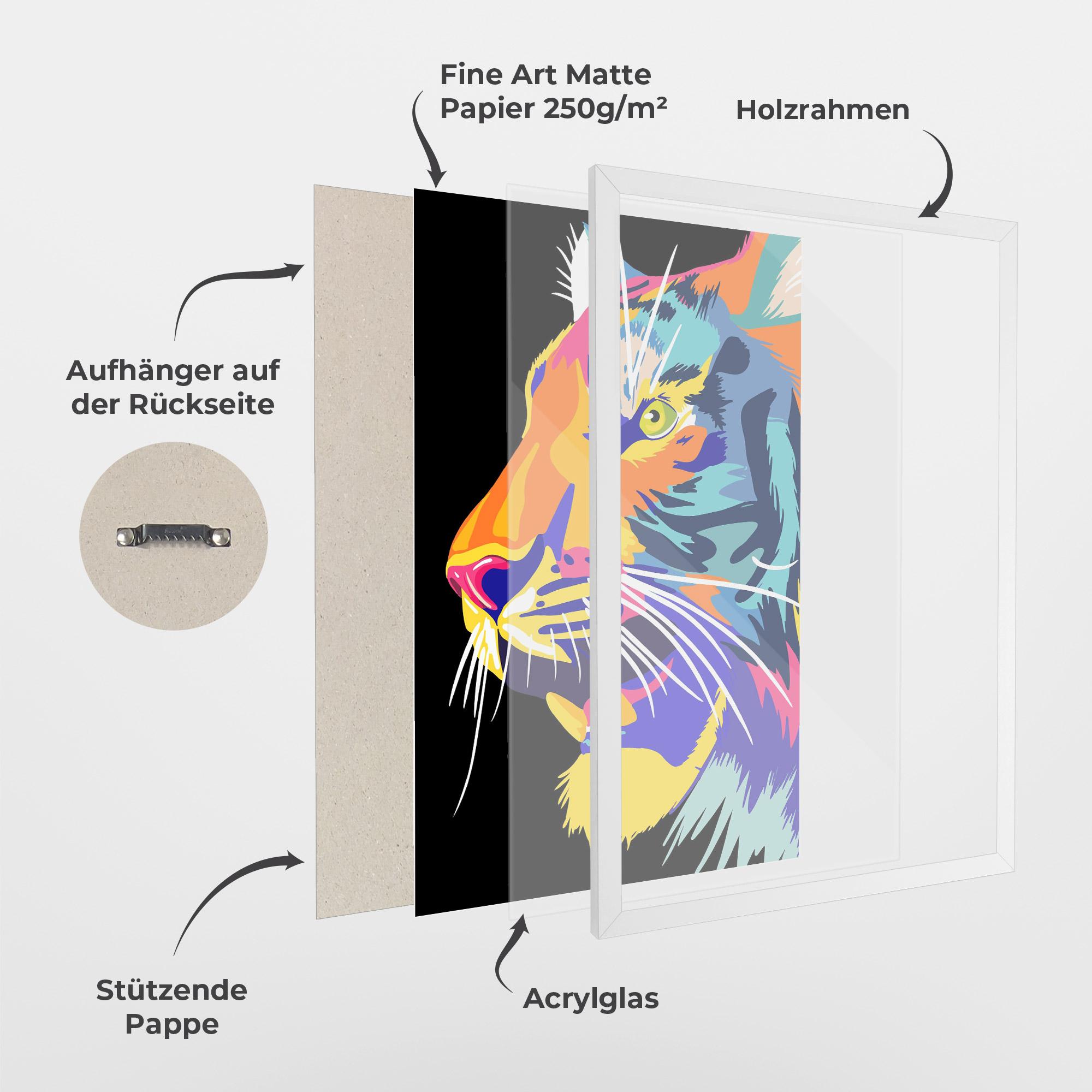 Gerahmte Poster Pretty Colorful Tiger mockup 1