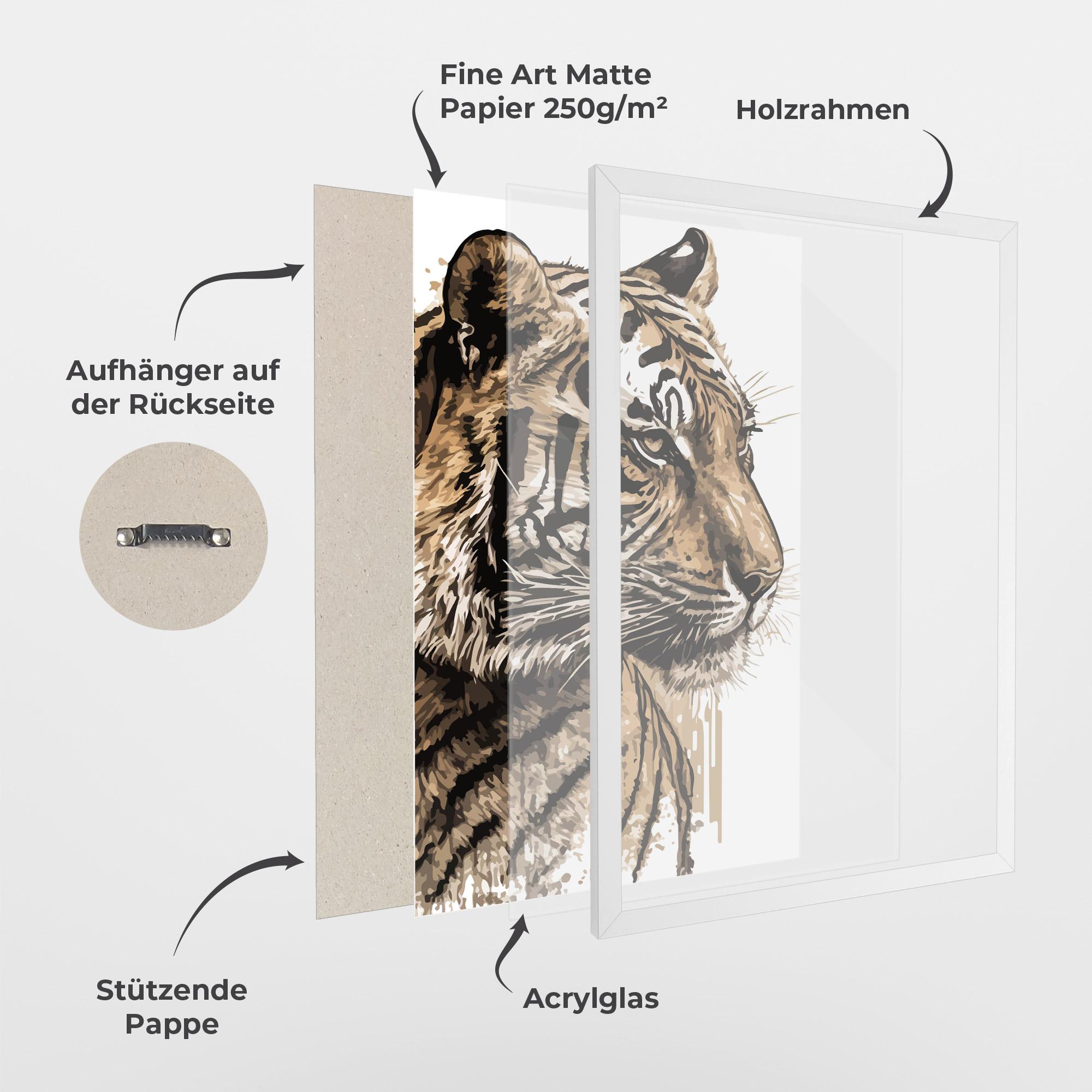 Gerahmte Poster Pretty Tiger Art mockup 1