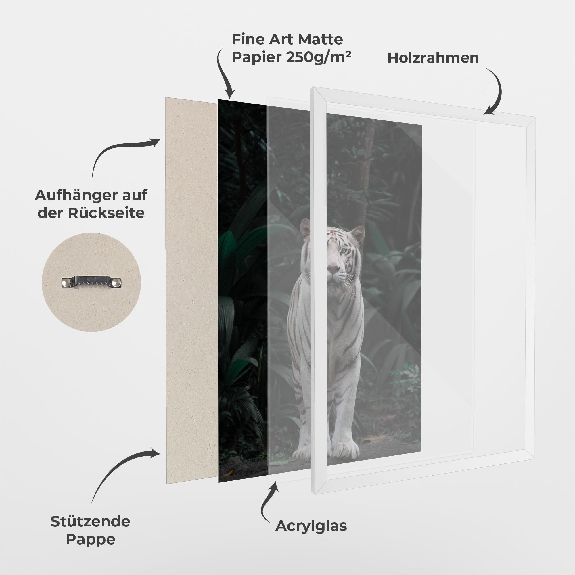 Gerahmte Poster White Tiger mockup 1