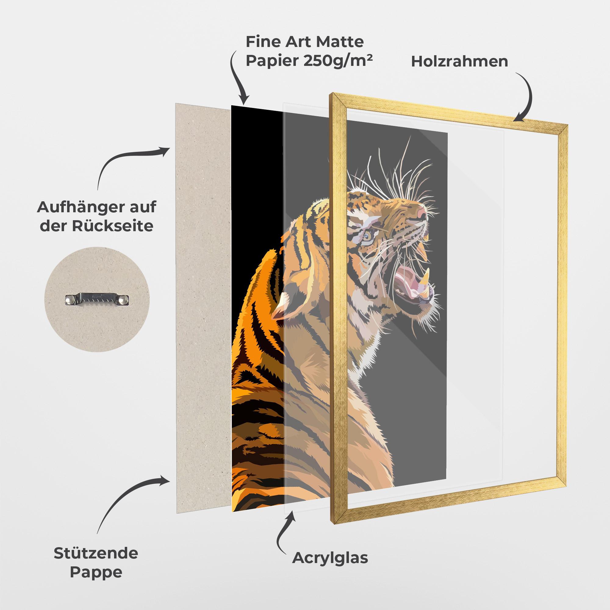 Gerahmte Poster Angry Tiger mockup 1