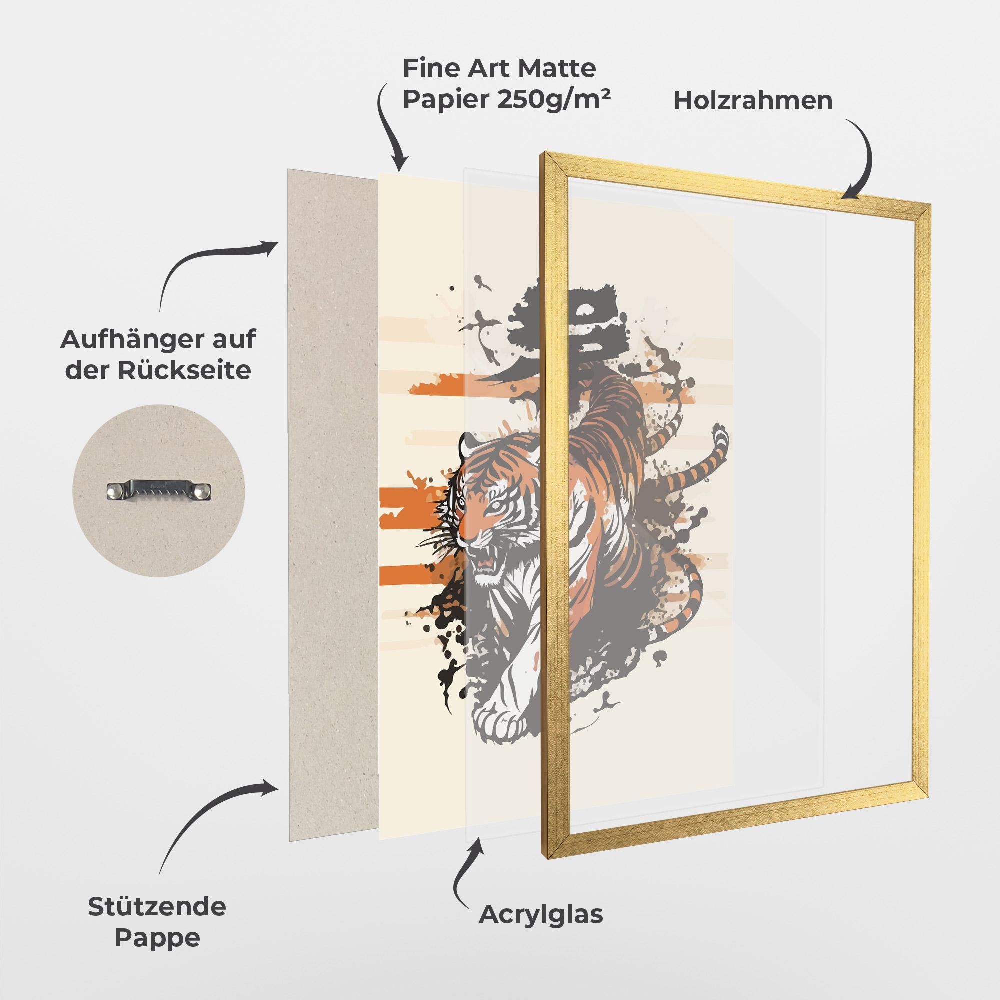 Gerahmte Poster Asiatic Tiger mockup 1