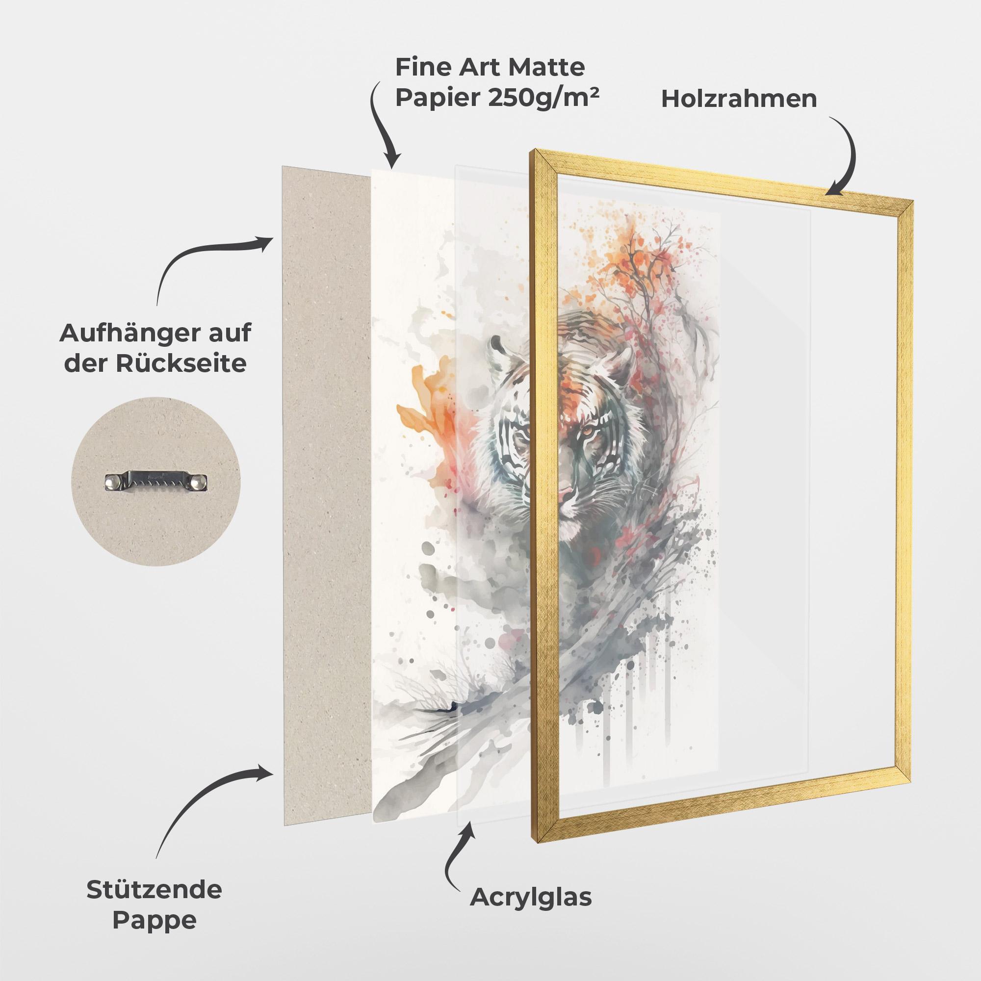 Gerahmte Poster Beautiful Tiger Art mockup 1