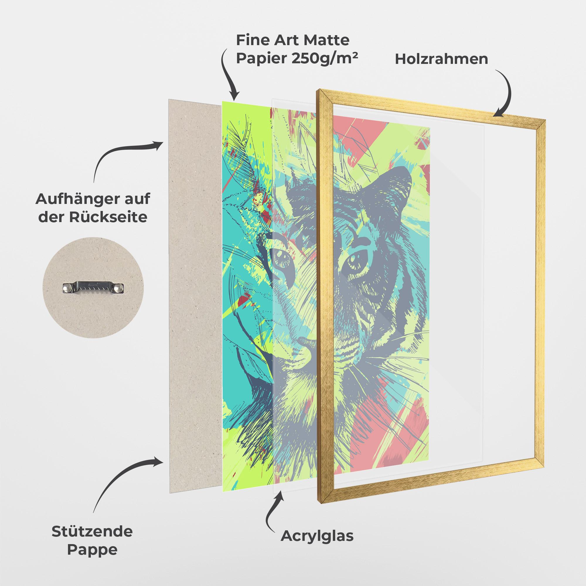 Gerahmte Poster Blue Green Tiger mockup 1