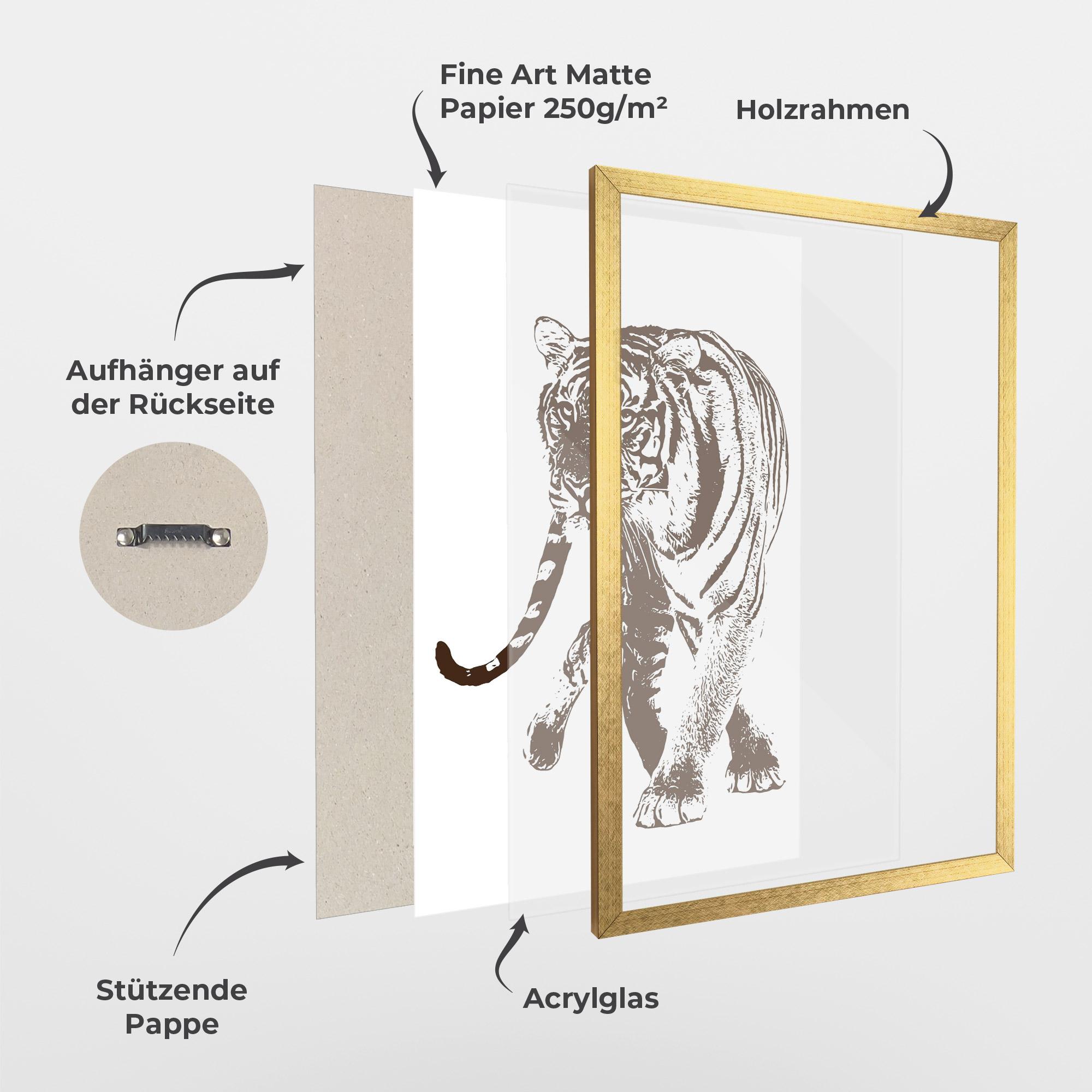 Gerahmte Poster Brown Line Tiger mockup 1